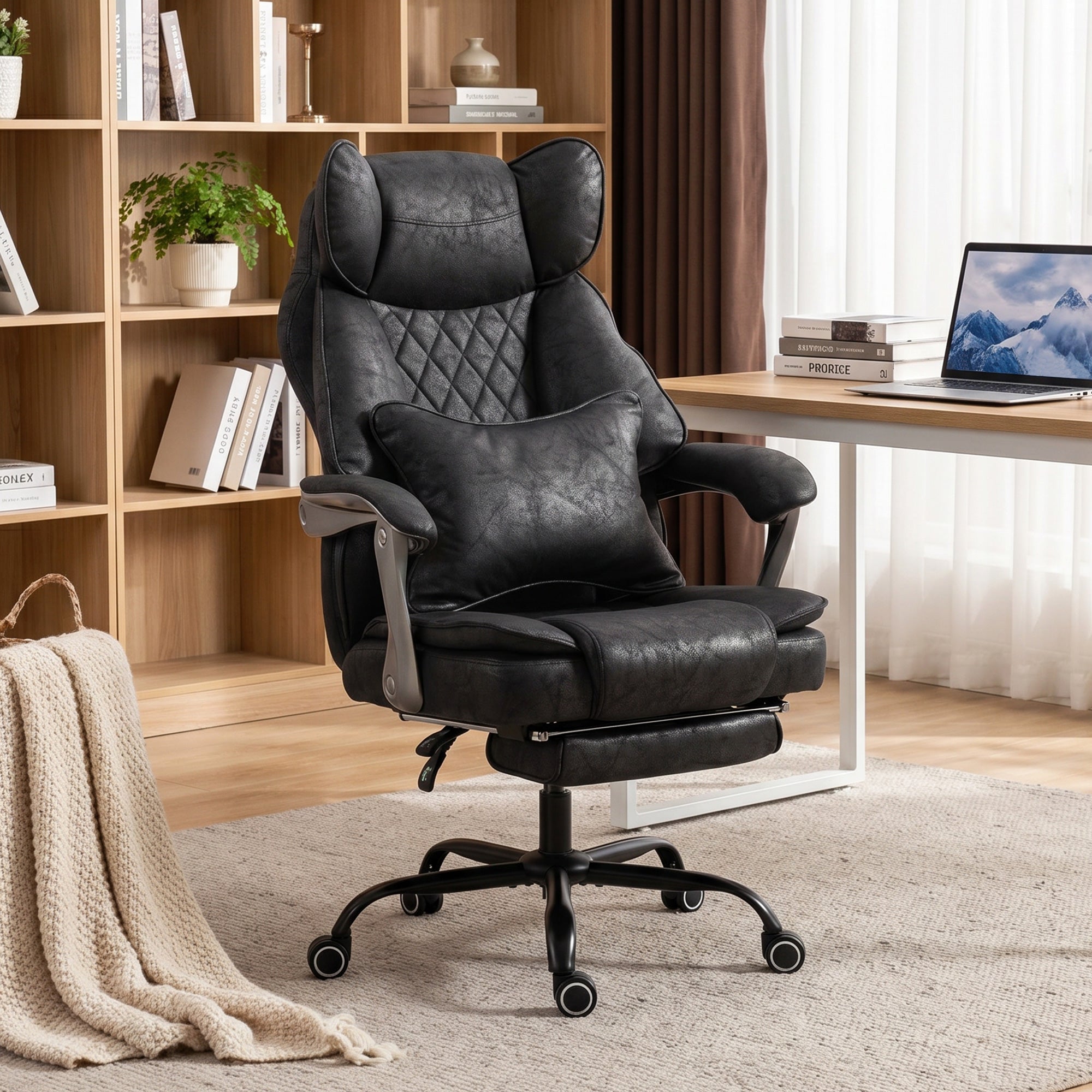 Big and Tall Executive Office Chair 400 lbs - Black-Office Products > Office Furniture > Office Chairs > Executive & Manager Chairs-DECOROLALA