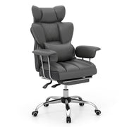 Big and Tall Executive Office Desk Chair with Footrest-Gray-Executive Office Chairs-DECOROLALA