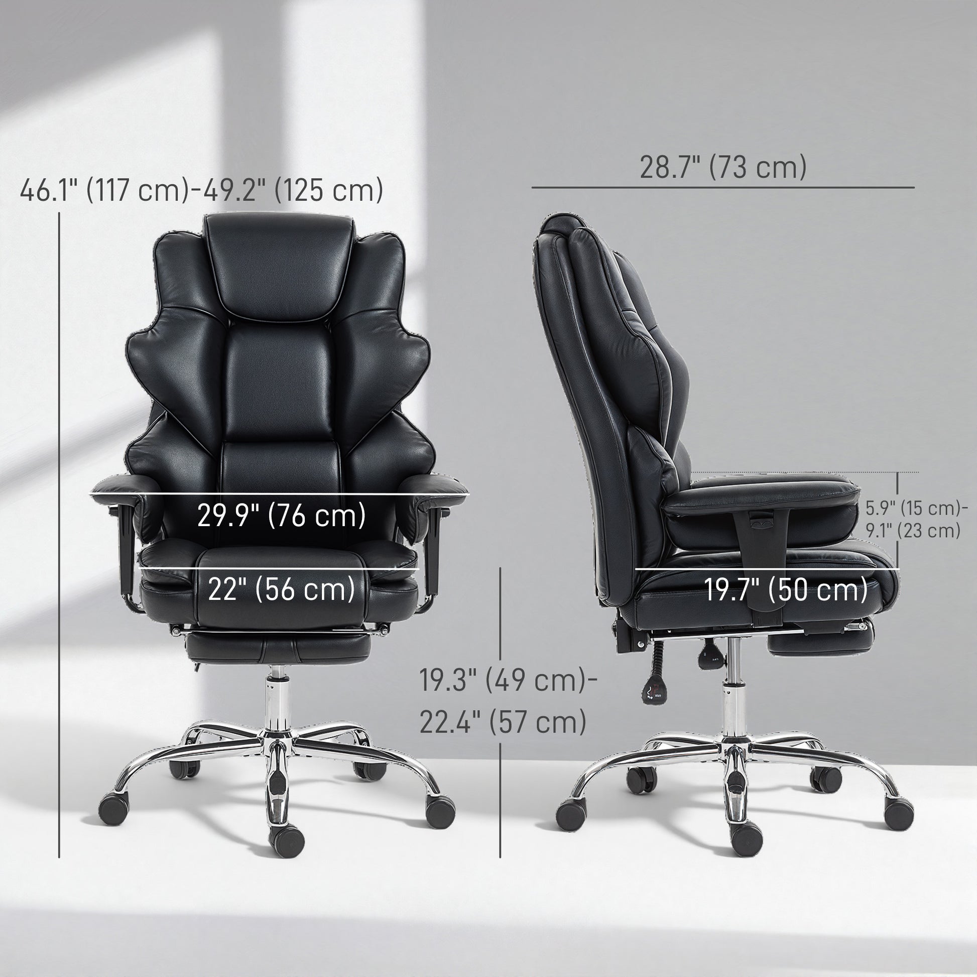 Big and Tall Office Chair - 400 lbs Black PU Leather-DECOROLALA