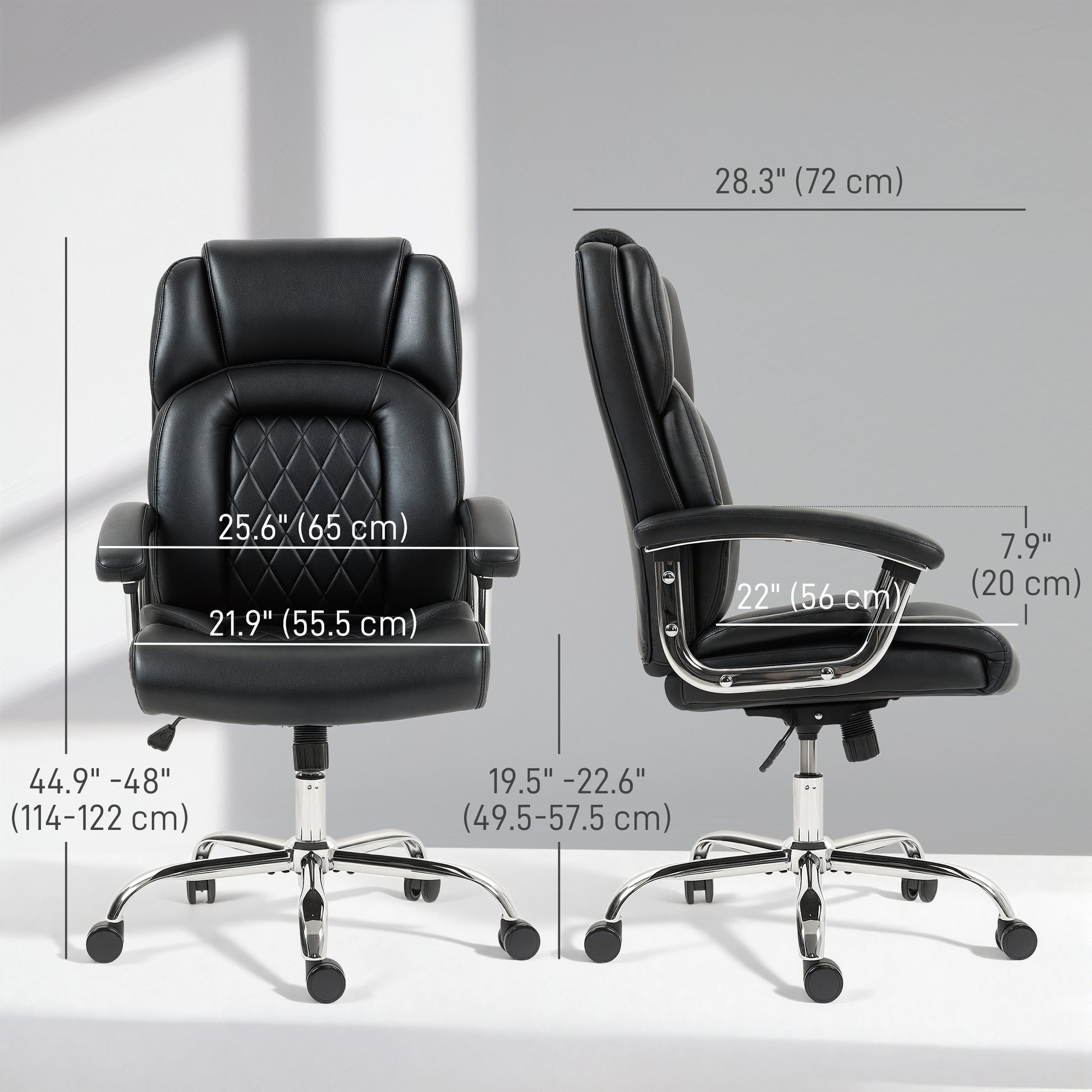 Big and Tall Office Chair 400 lbs - Black PU Leather-DECOROLALA