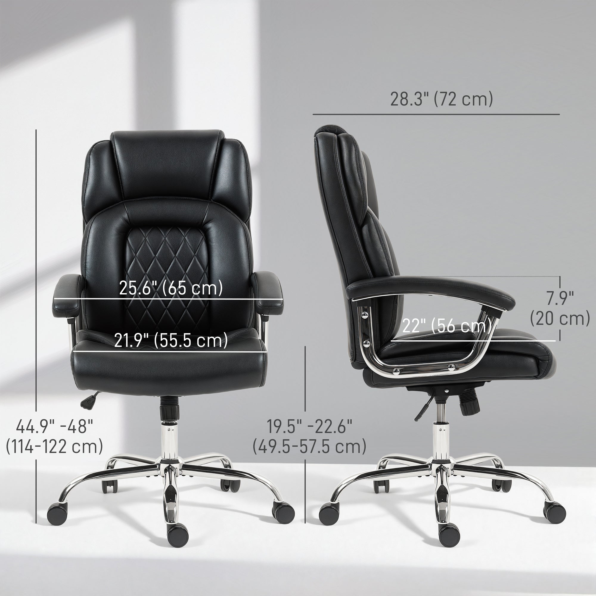 Big and Tall Office Chair 400 lbs - Black PU Leather-DECOROLALA