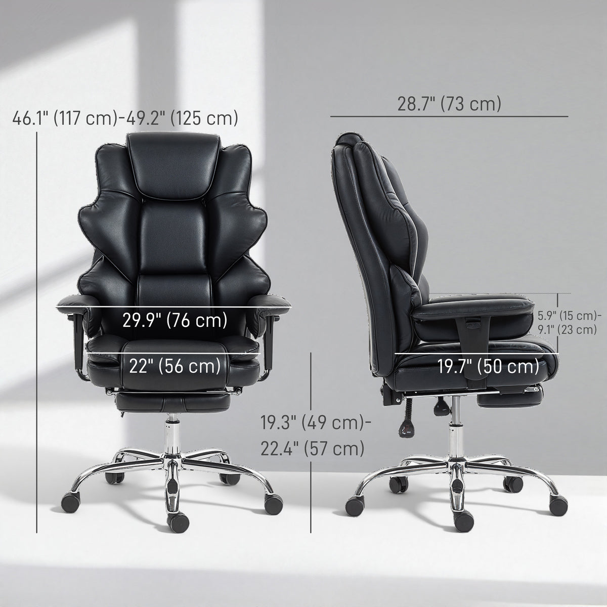 Big and Tall Office Chair - 400 lbs Black PU Leather-Office Chairs-DECOROLALA