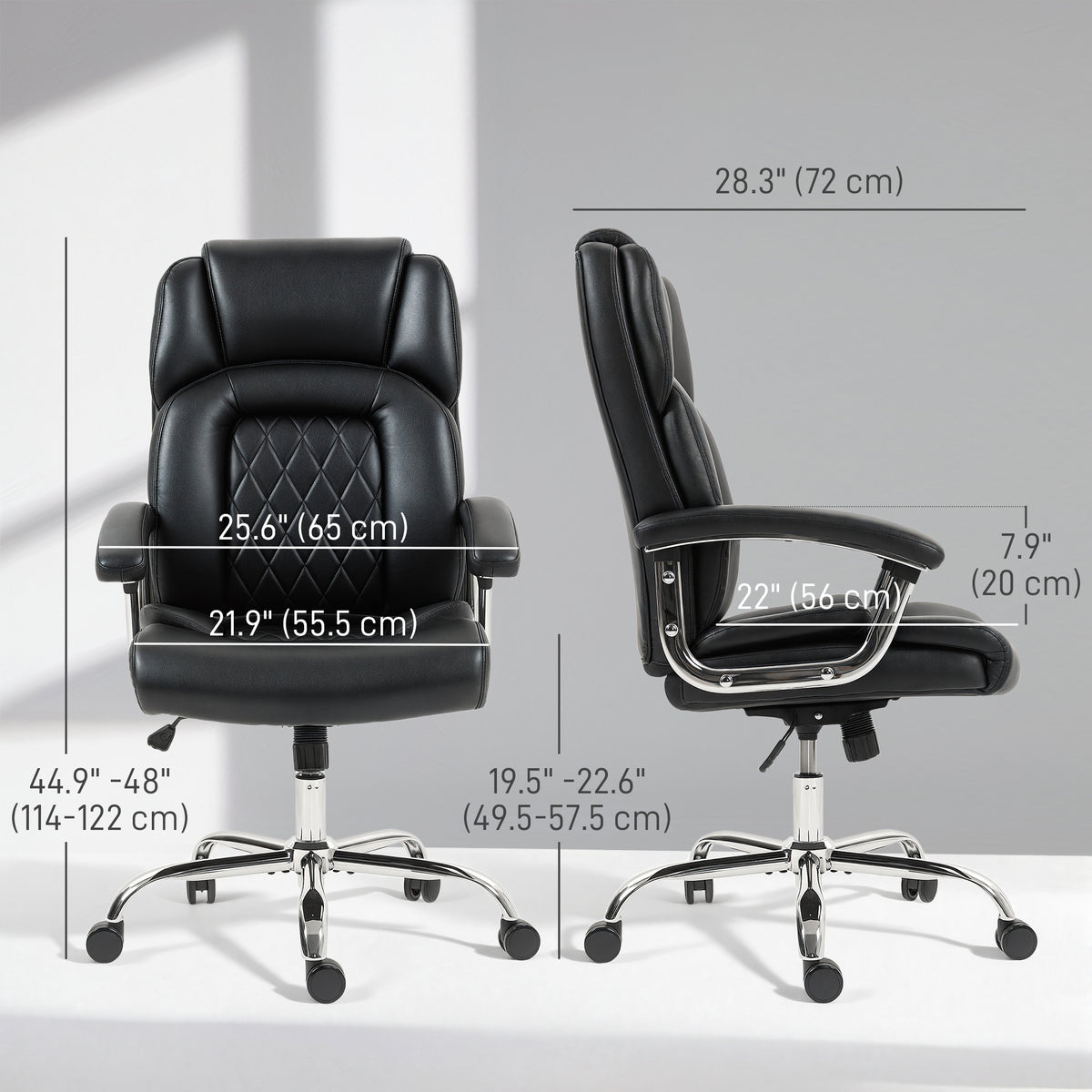 Big and Tall Office Chair 400 lbs - Black PU Leather-Office Chairs-DECOROLALA