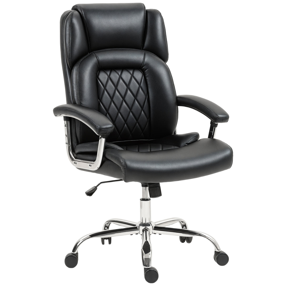 Big and Tall Office Chair 400 lbs - Black PU Leather-Office Chairs-DECOROLALA