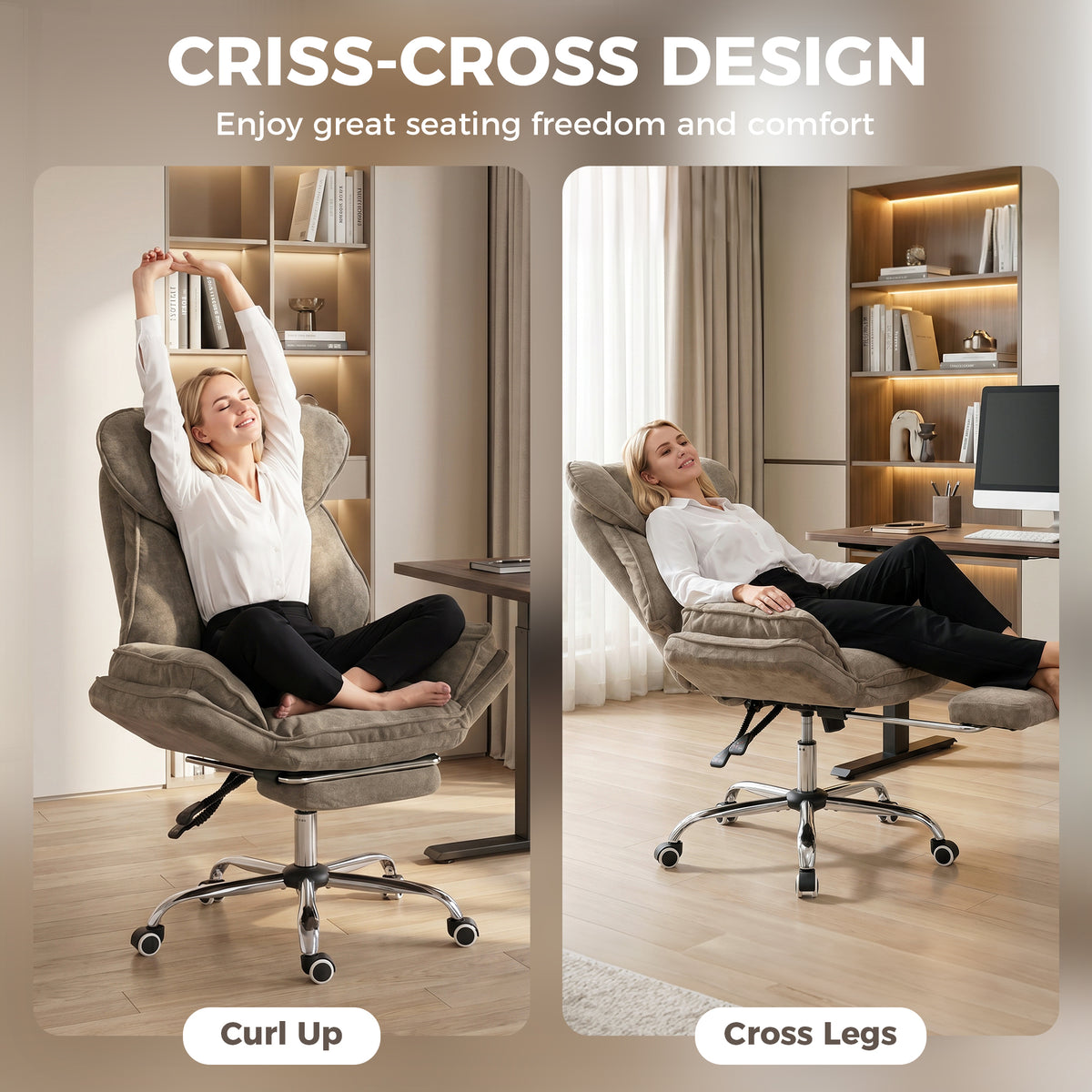 Big and Tall Office Chair - Brown Snowflake Velvet Reclining-Office Products > Office Furniture > Office Chairs-DECOROLALA