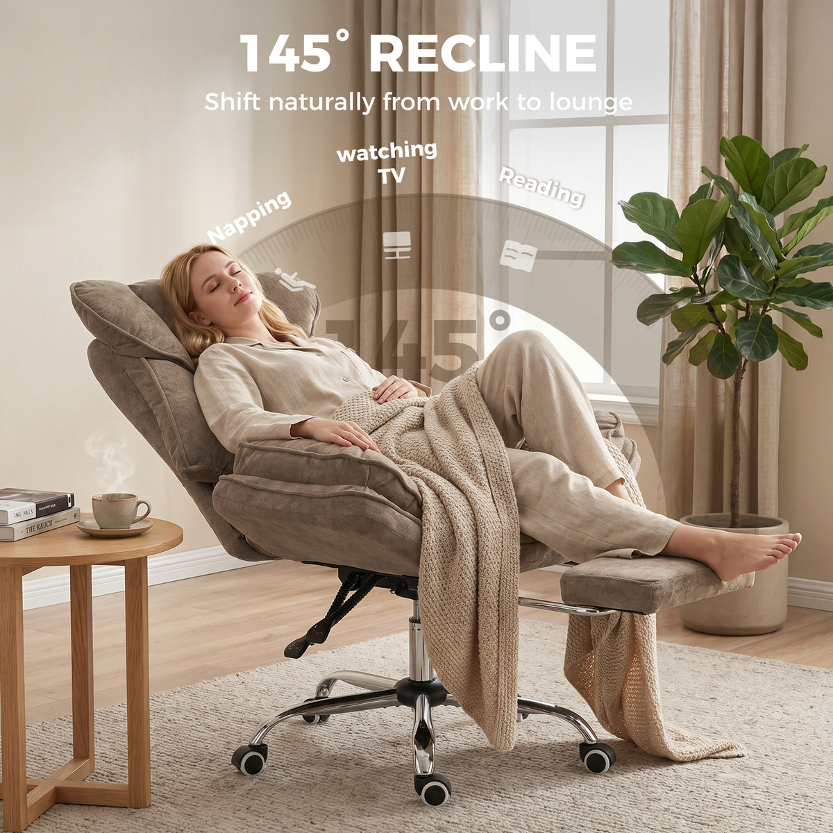 Big and Tall Office Chair - Brown Snowflake Velvet Reclining-Office Products > Office Furniture > Office Chairs-DECOROLALA