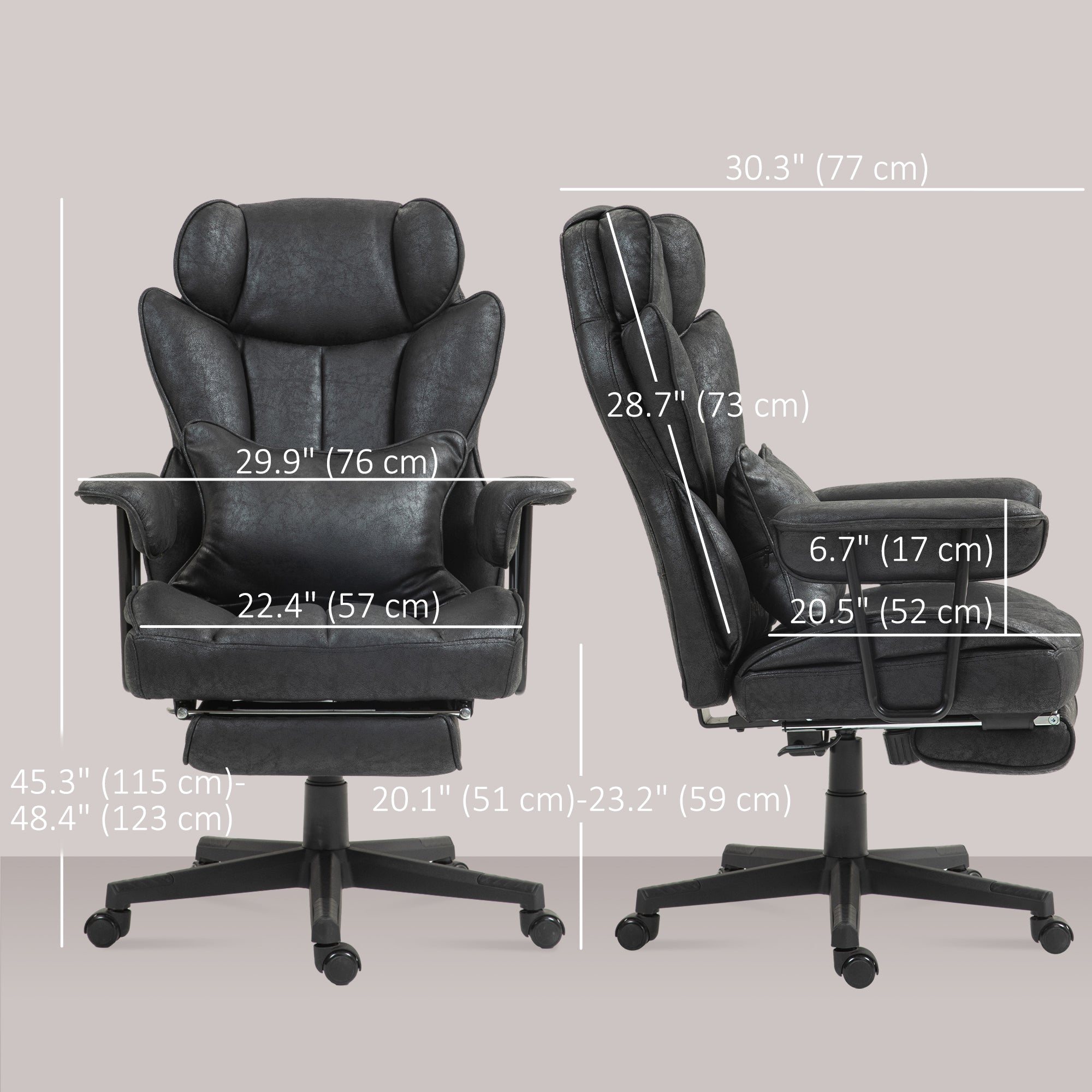 Big and Tall Office Chair with Footrest - 400lbs Black-Office Products > Office Furniture > Office Chairs > Executive & Manager Chairs-DECOROLALA