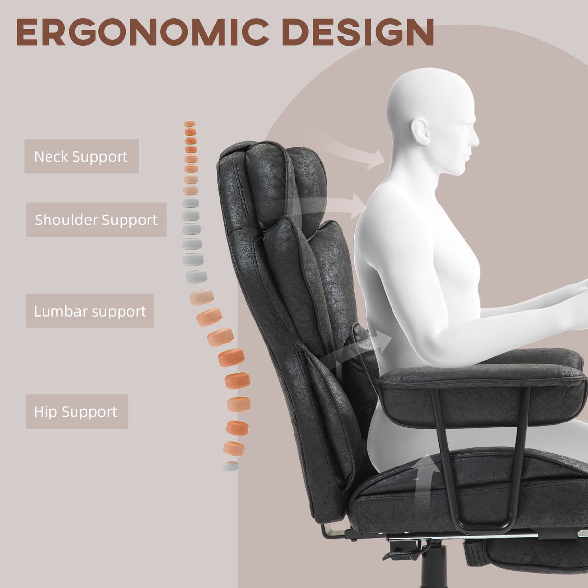 Big and Tall Office Chair with Footrest - 400lbs Black-Office Products > Office Furniture > Office Chairs > Executive & Manager Chairs-DECOROLALA