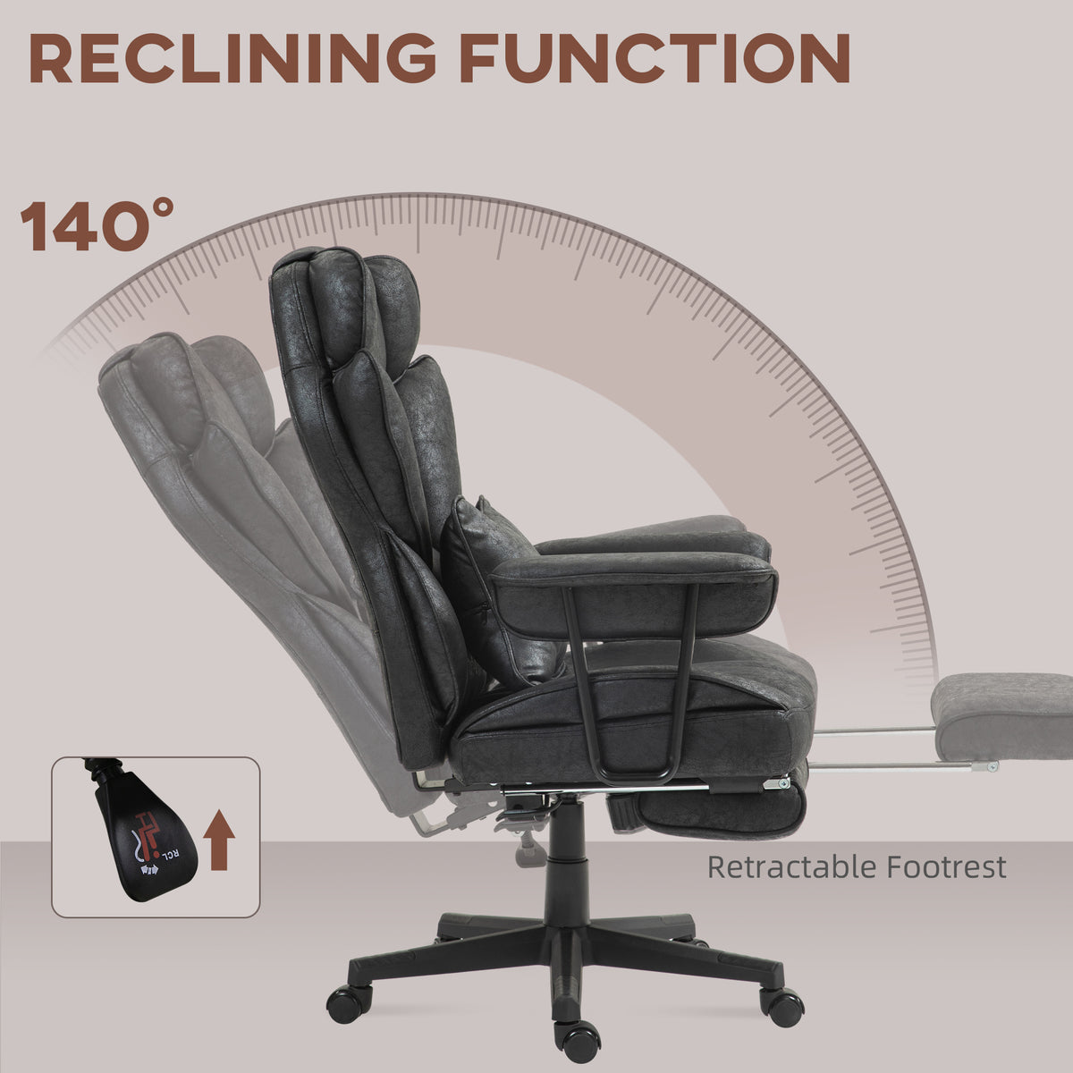 Big and Tall Office Chair with Footrest - 400lbs Black-Office Products > Office Furniture > Office Chairs > Executive & Manager Chairs-DECOROLALA
