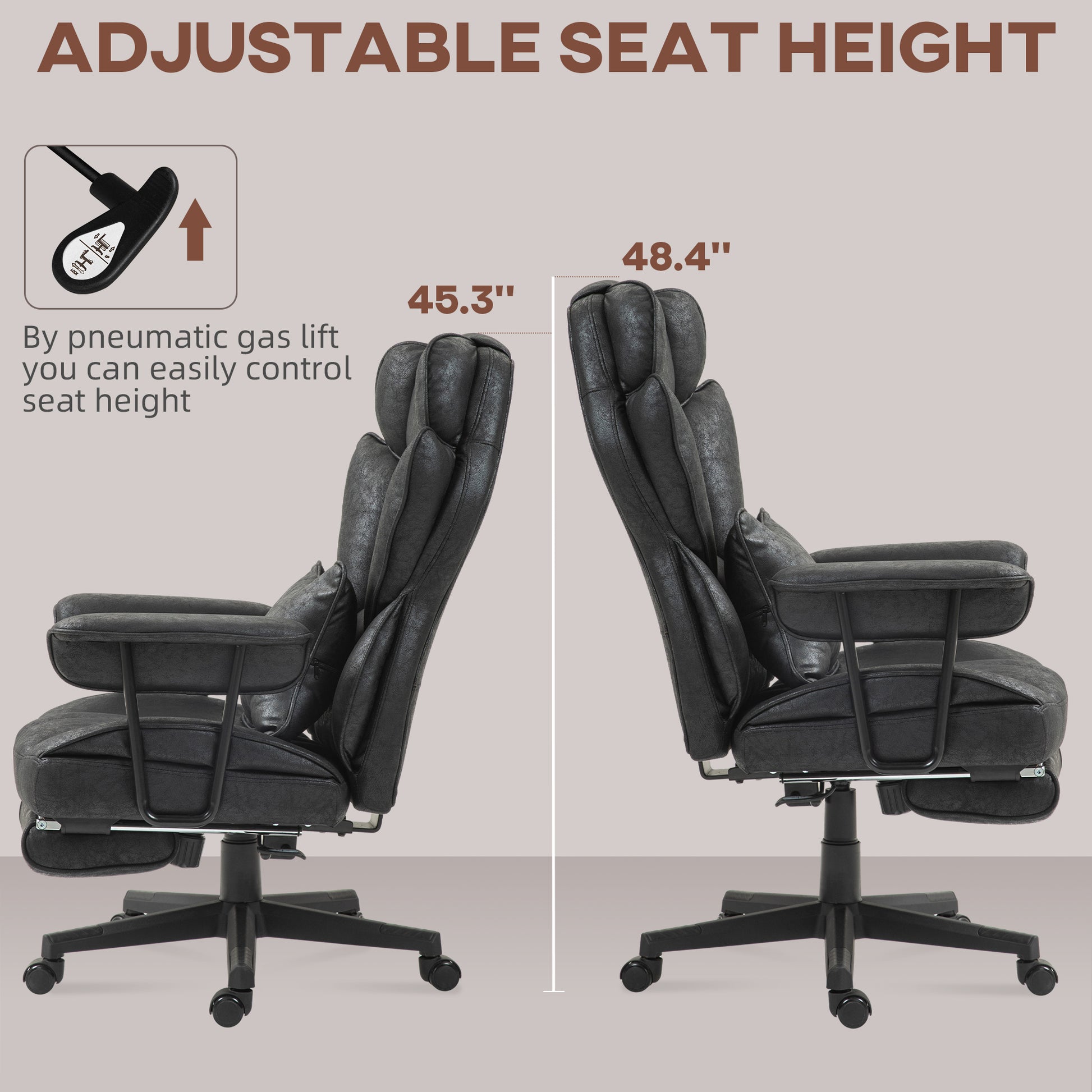 Big and Tall Office Chair with Footrest - 400lbs Black-Office Products > Office Furniture > Office Chairs > Executive & Manager Chairs-DECOROLALA