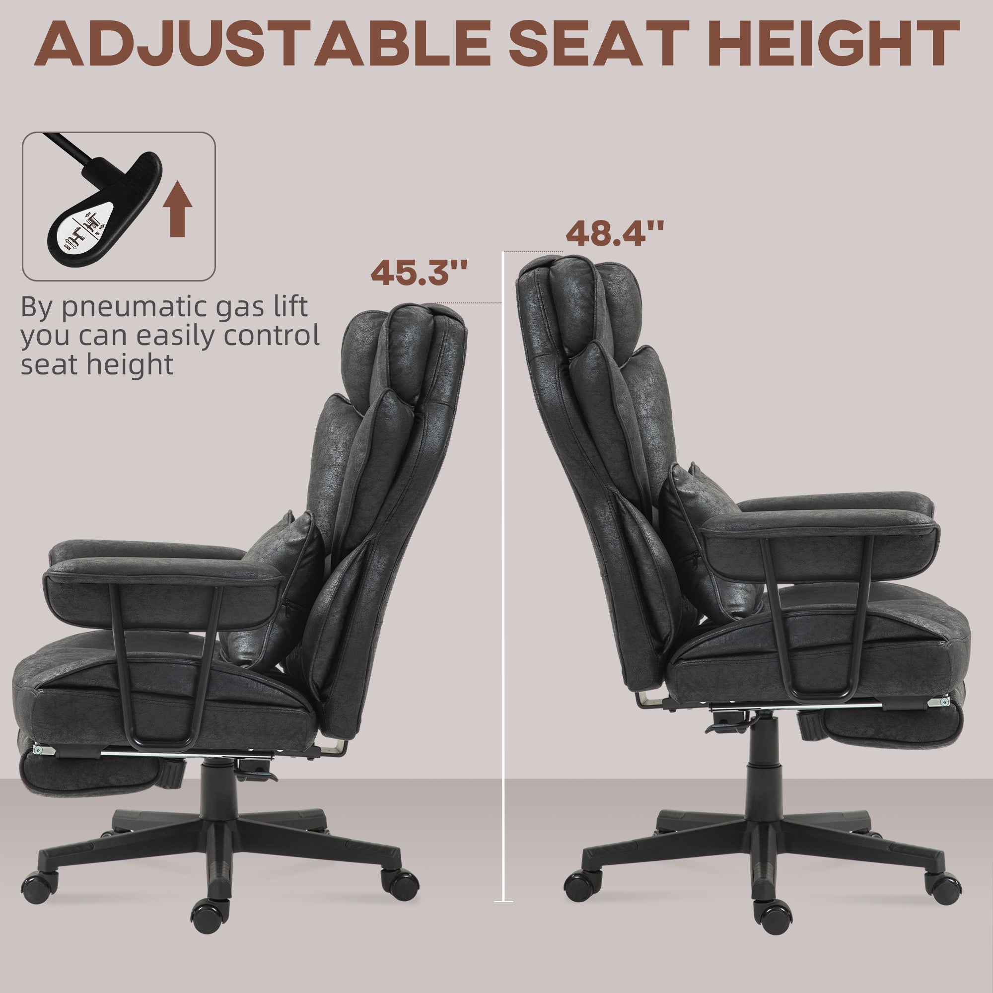 Big and Tall Office Chair with Footrest - 400lbs Black-Office Products > Office Furniture > Office Chairs > Executive & Manager Chairs-DECOROLALA