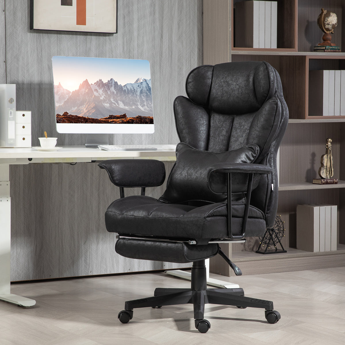 Big and Tall Office Chair with Footrest - 400lbs Black-Office Products > Office Furniture > Office Chairs > Executive & Manager Chairs-DECOROLALA