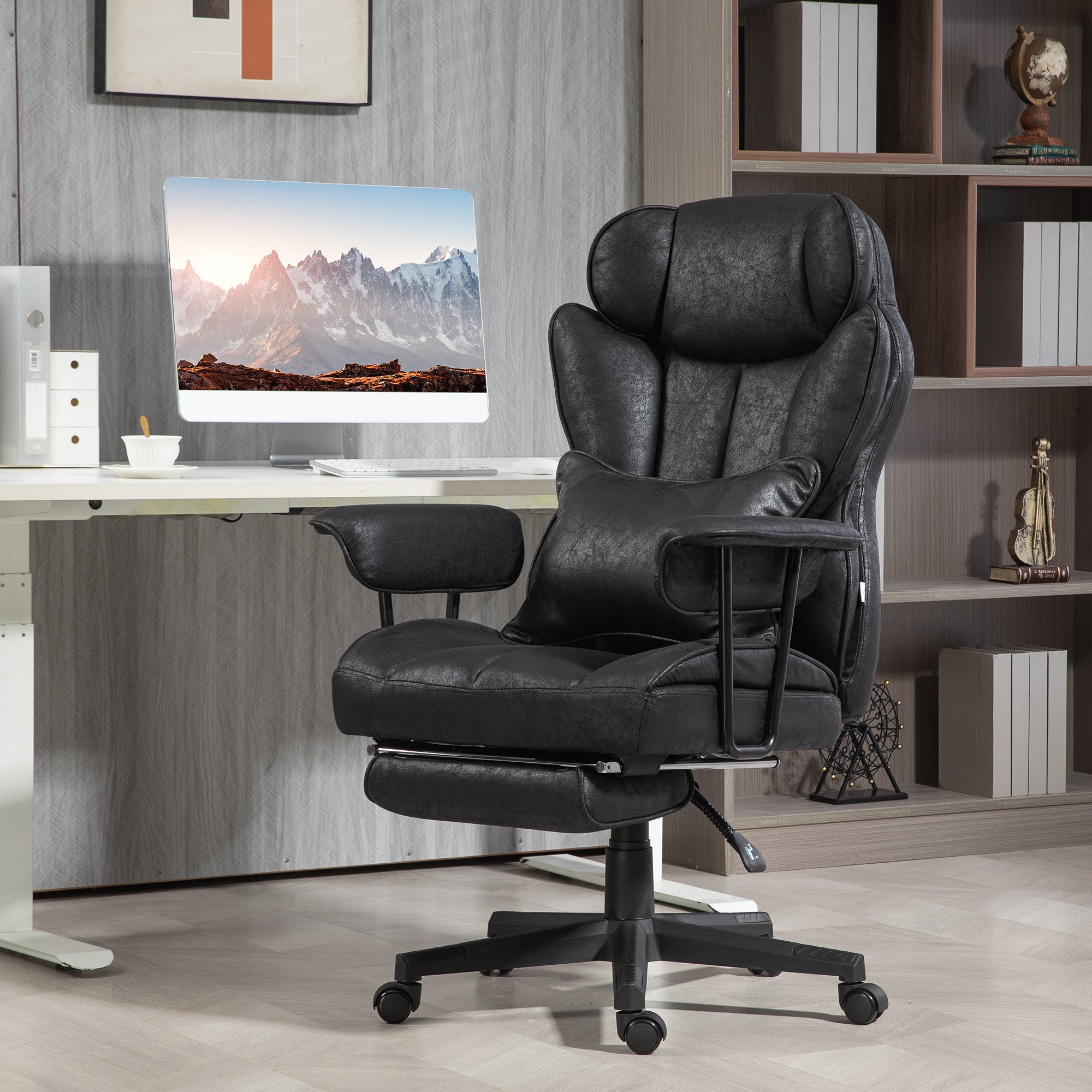 Big and Tall Office Chair with Footrest - 400lbs Black-Office Products > Office Furniture > Office Chairs > Executive & Manager Chairs-DECOROLALA