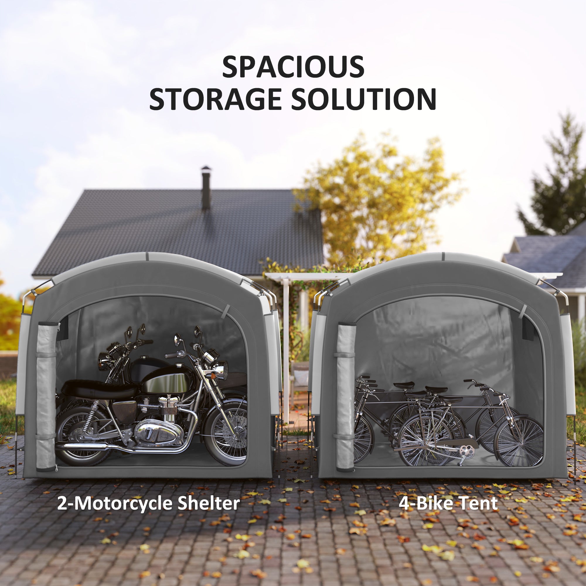 Bike Storage Shed Tent - Waterproof 3-4 Bicycle Cover Dark Grey-Patio & Garden > Lawn & Garden > Sheds-DECOROLALA