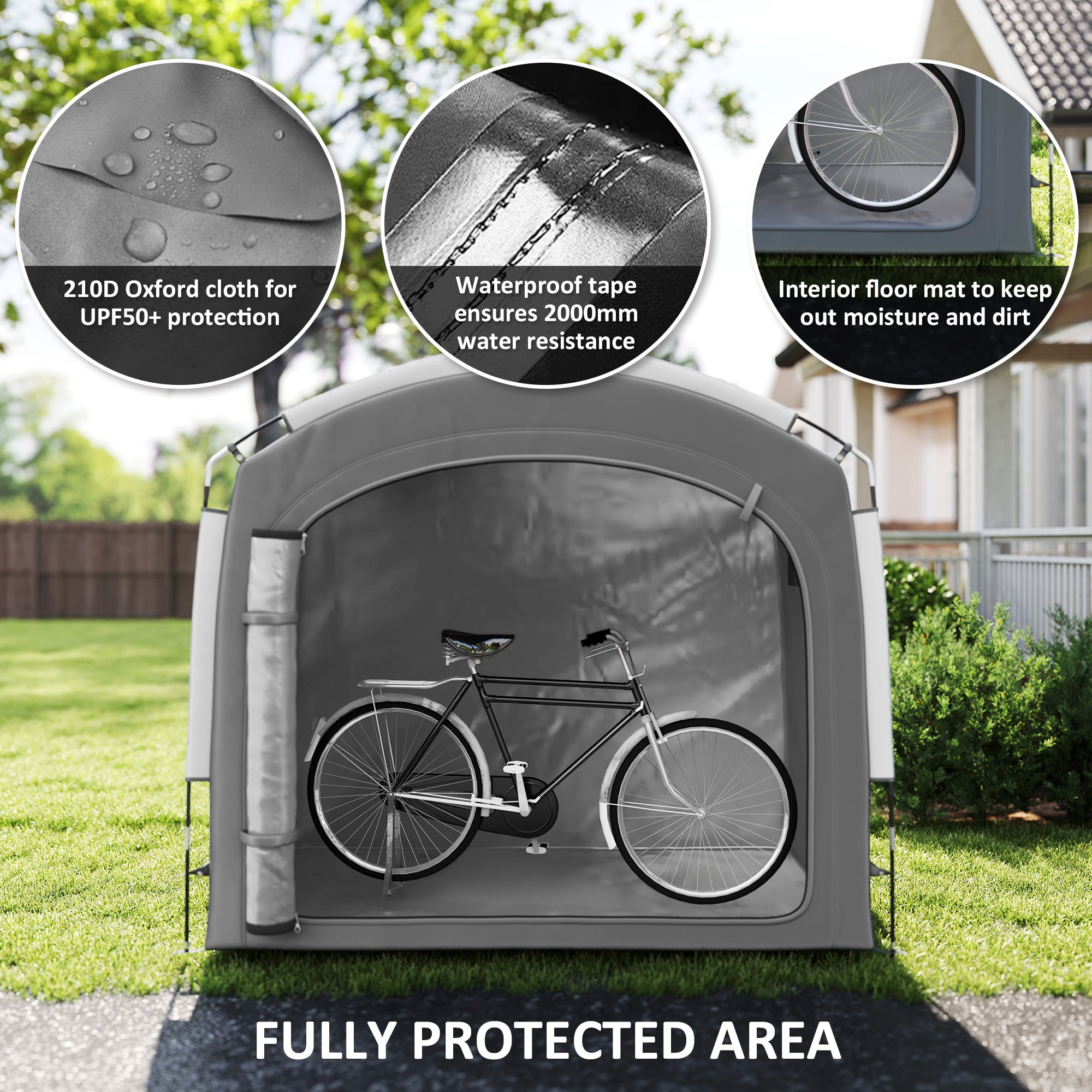 Bike Storage Shed Tent - Waterproof 3-4 Bicycle Cover Dark Grey-Patio & Garden > Lawn & Garden > Sheds-DECOROLALA