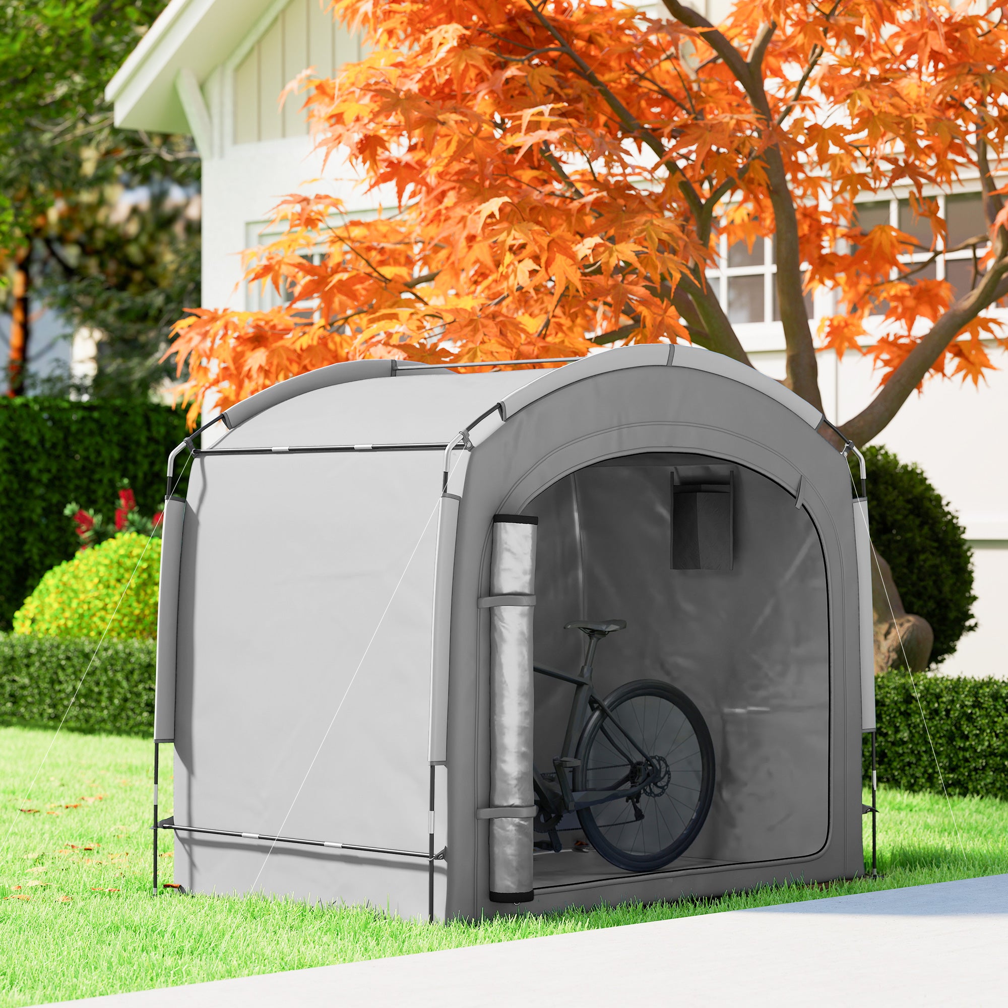 Bike Storage Shed Tent - Waterproof 3-4 Bicycle Cover Dark Grey-Patio & Garden > Lawn & Garden > Sheds-DECOROLALA