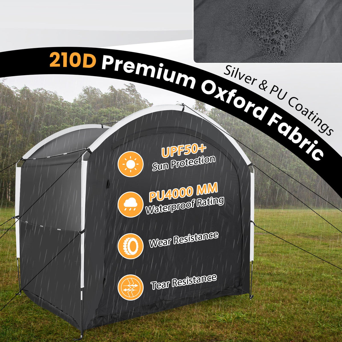 Bike Storage Shed Tent with PU4000MM Waterproof 210D Oxford Fabric for 5 Bikes-Carports-DECOROLALA