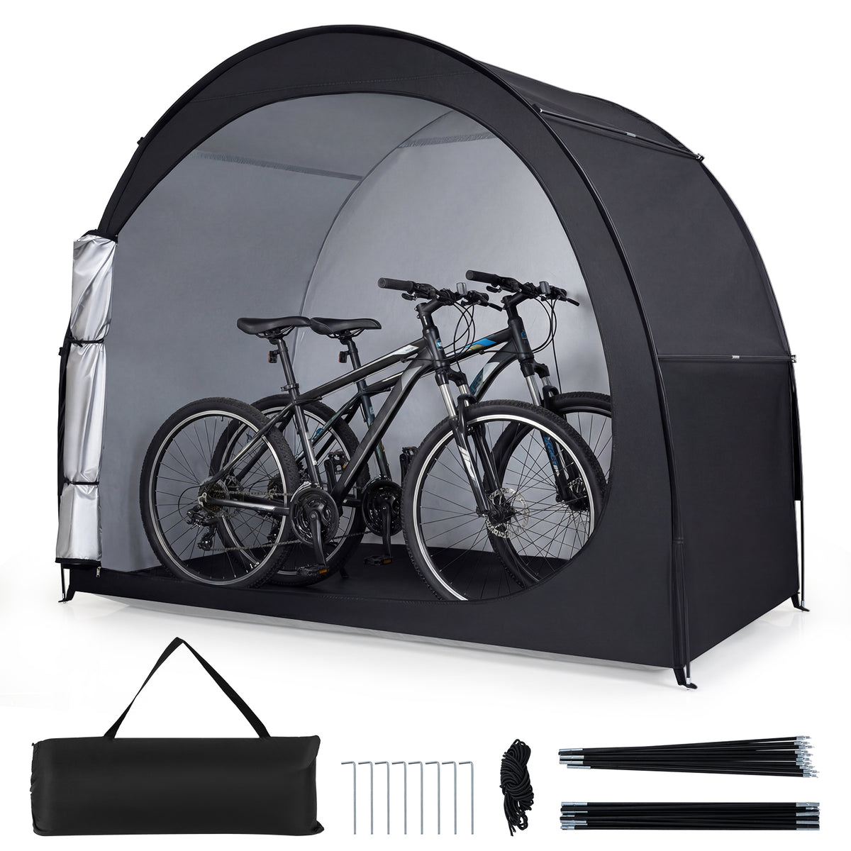 Bike Storage Tent Portable Bicycle Shed with Waterproof PU Coated Oxford Fabric-Black-Carports-DECOROLALA