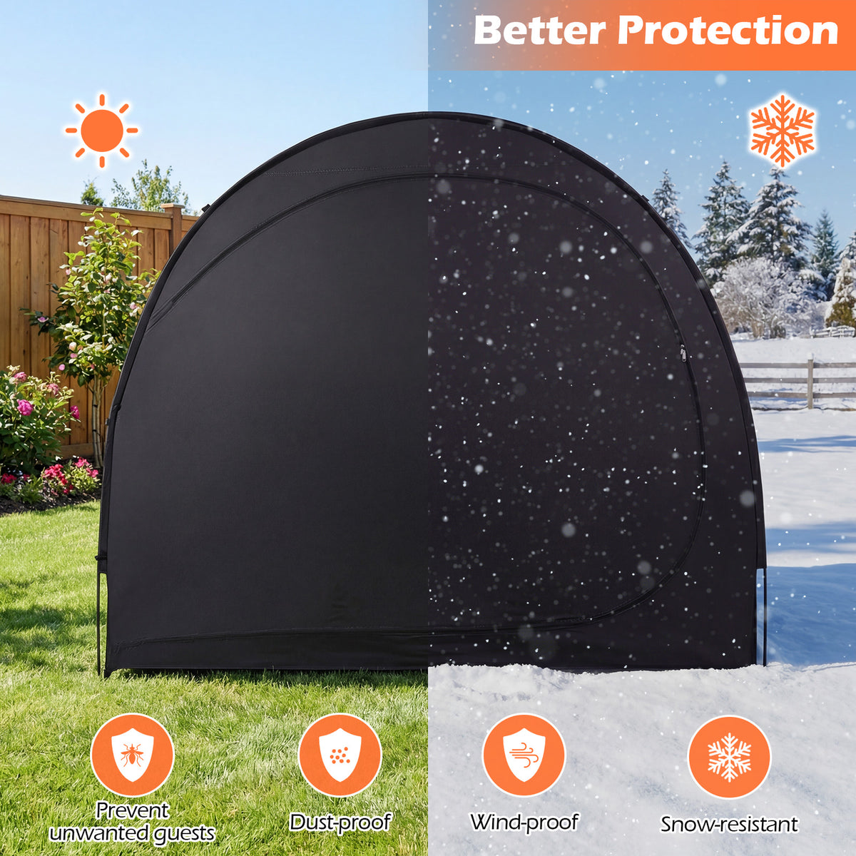 Bike Storage Tent Portable Bicycle Shed with Waterproof PU Coated Oxford Fabric-Black-Carports-DECOROLALA