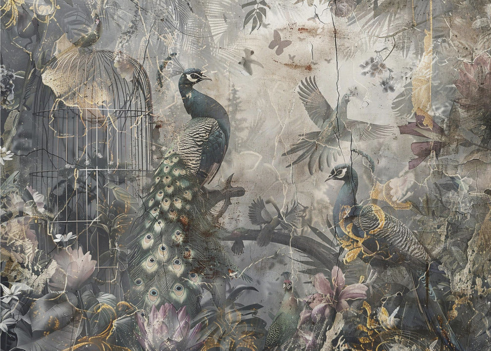 Bird Birds Animal Vintage Art Illustration Wallart 17-canvas-DECOROLALA