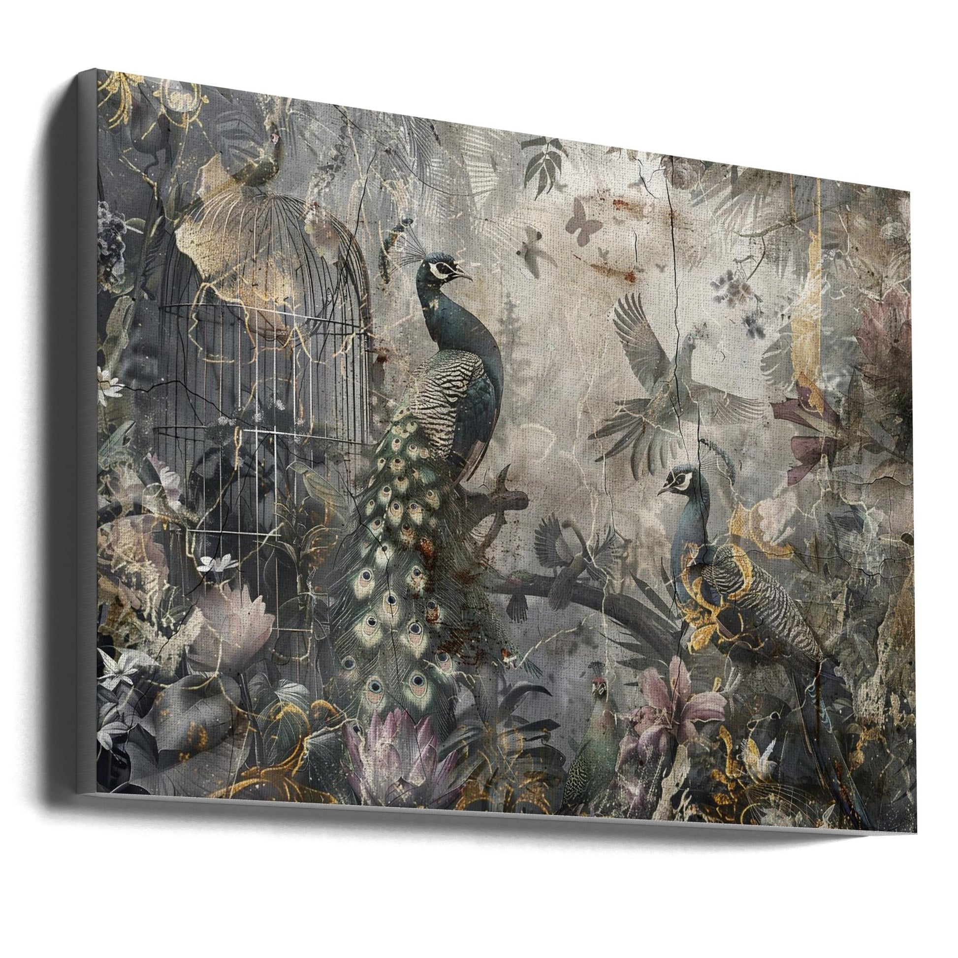Bird Birds Animal Vintage Art Illustration Wallart 17-canvas-DECOROLALA