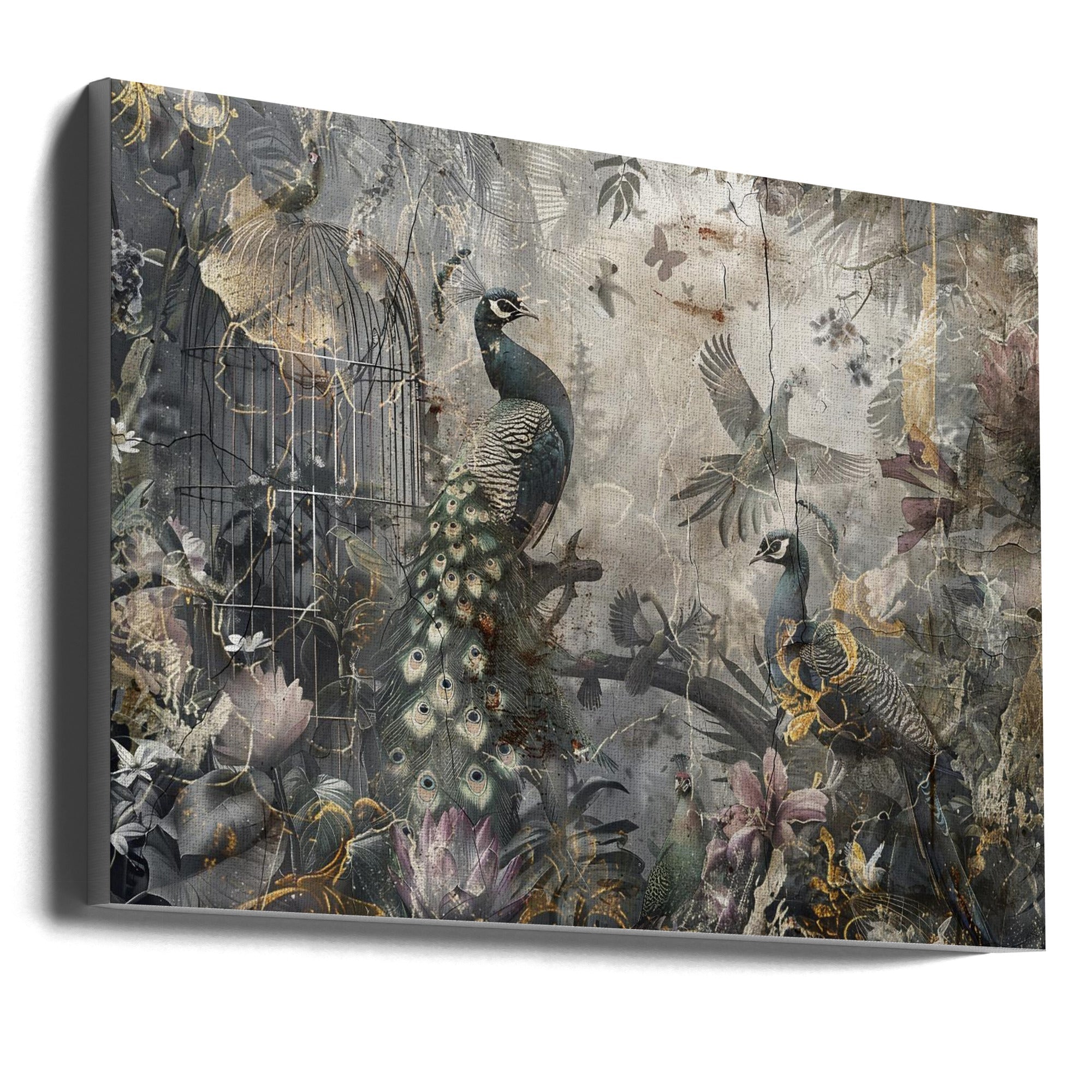 Bird Birds Animal Vintage Art Illustration Wallart 17-canvas-DECOROLALA