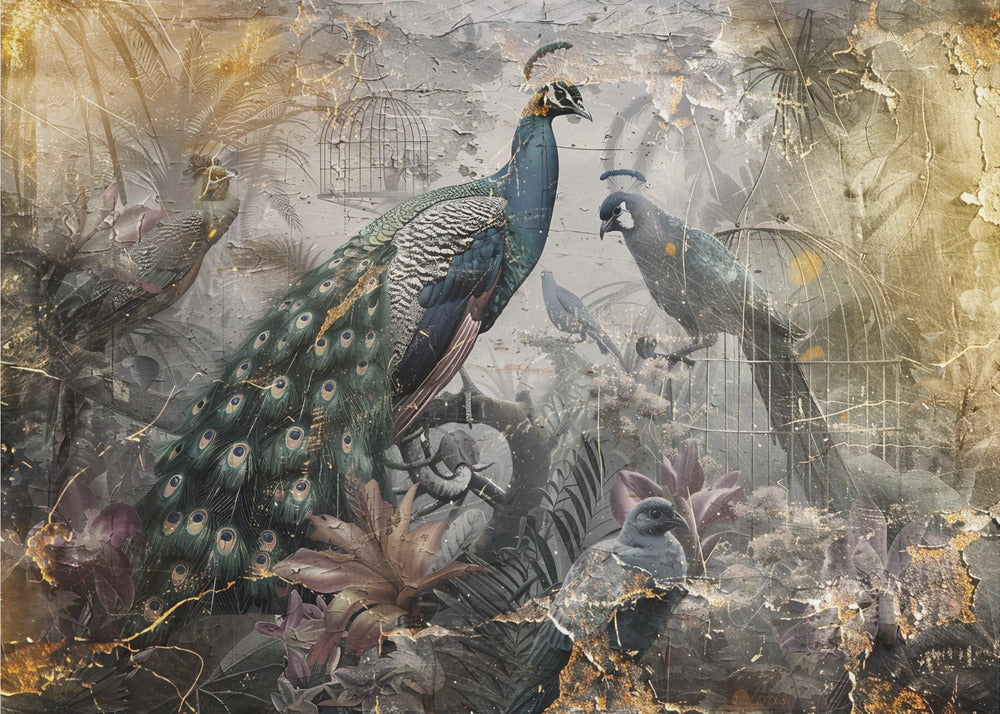 Bird Birds Animal Vintage Art Illustration Wallart 18-canvas-DECOROLALA