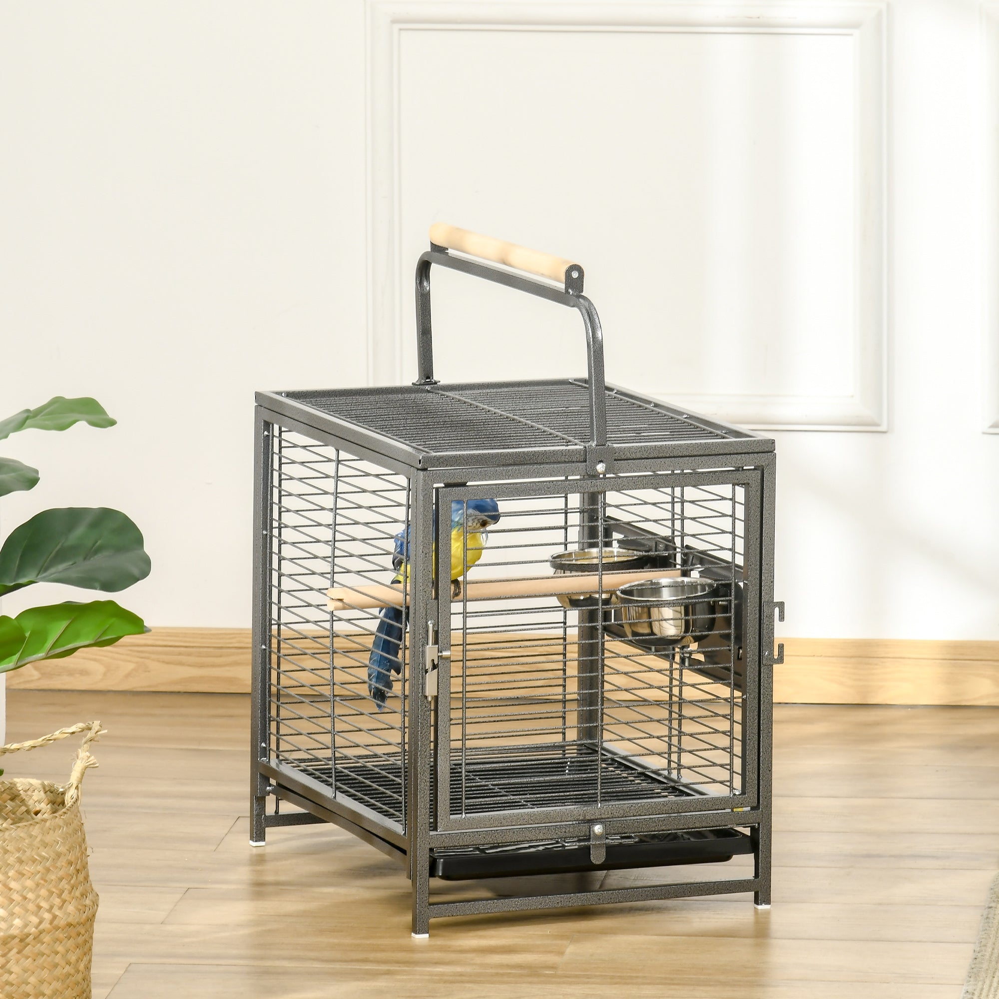 Bird Travel Carrier Cage - Black 19" x 15" x 26" Metal Cage-Birds-DECOROLALA