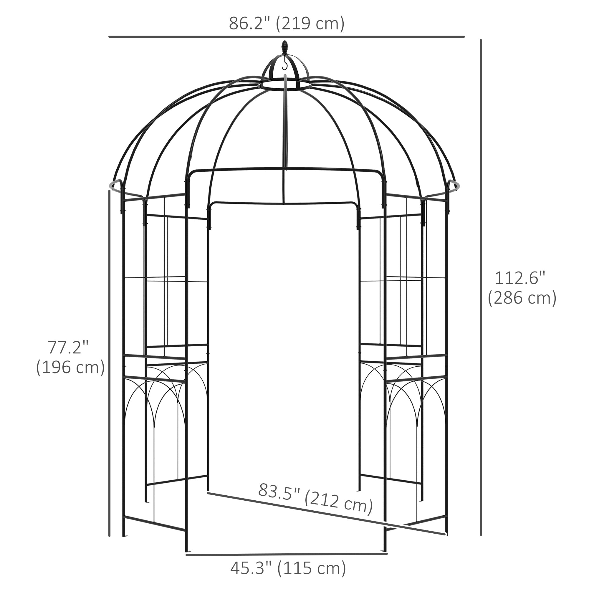 Birdcage Garden Arbour - Black Metal French Style Trellis-DECOROLALA