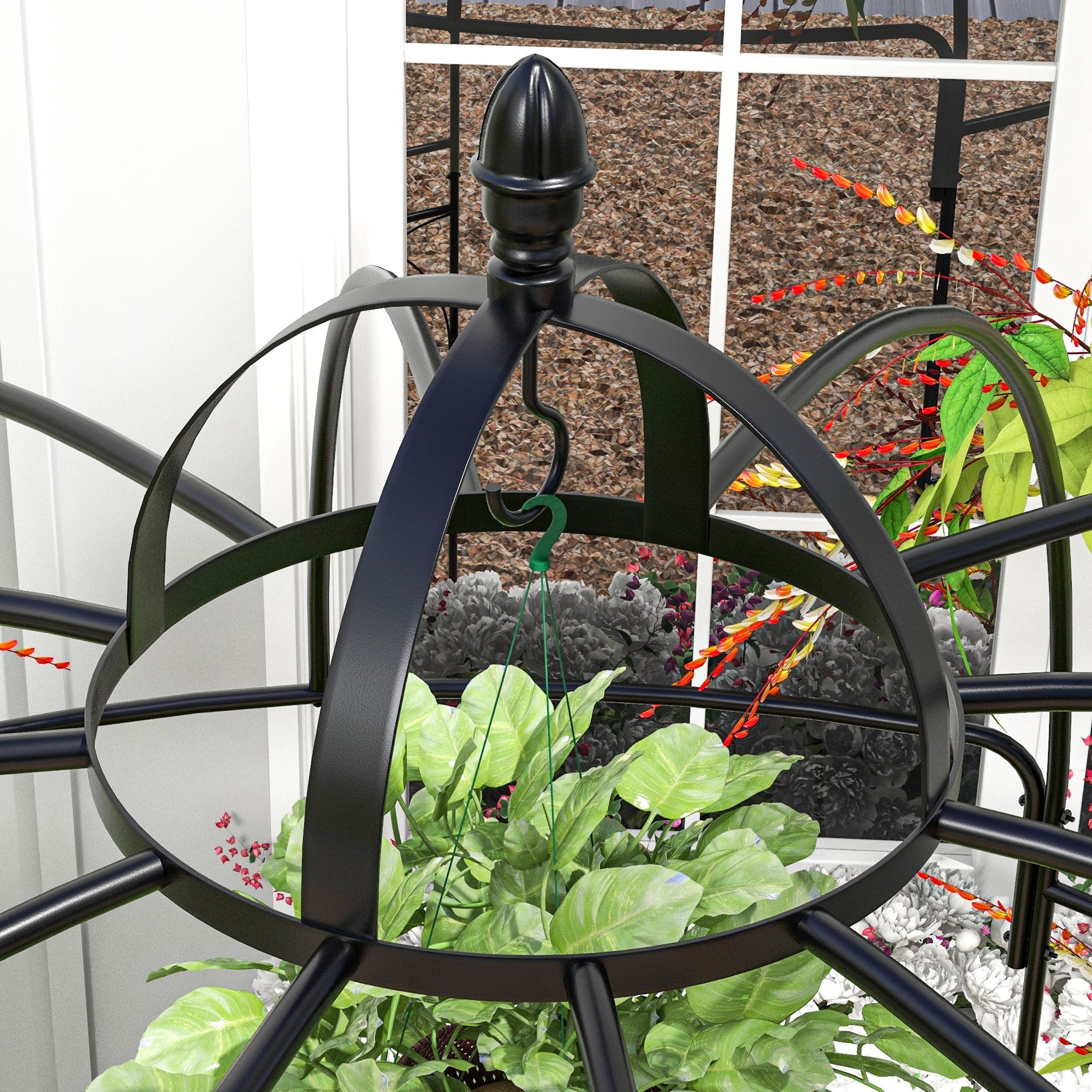 Birdcage Garden Arbour - Black Metal French Style Trellis-DECOROLALA
