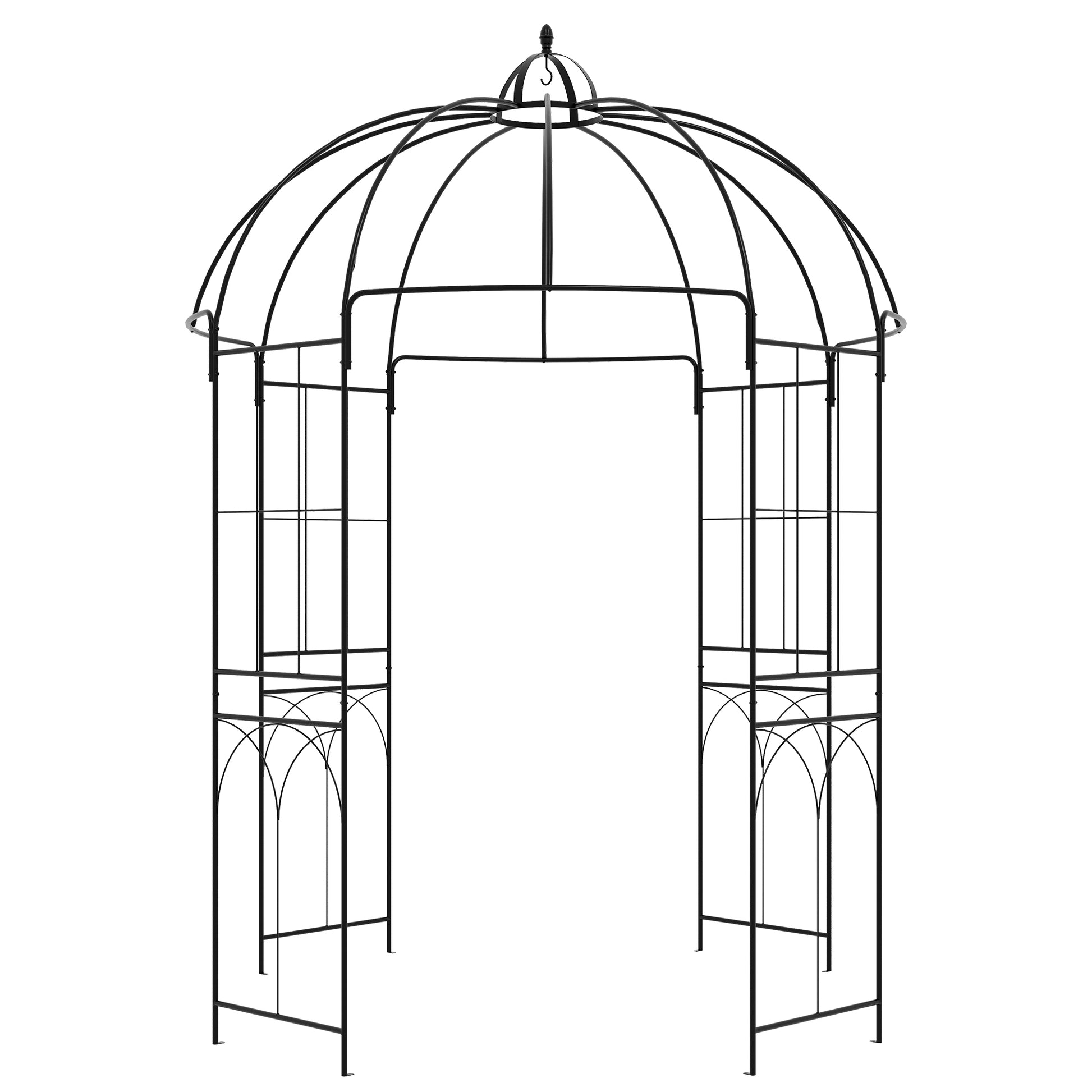 Birdcage Garden Arbour - Black Metal French Style Trellis-DECOROLALA