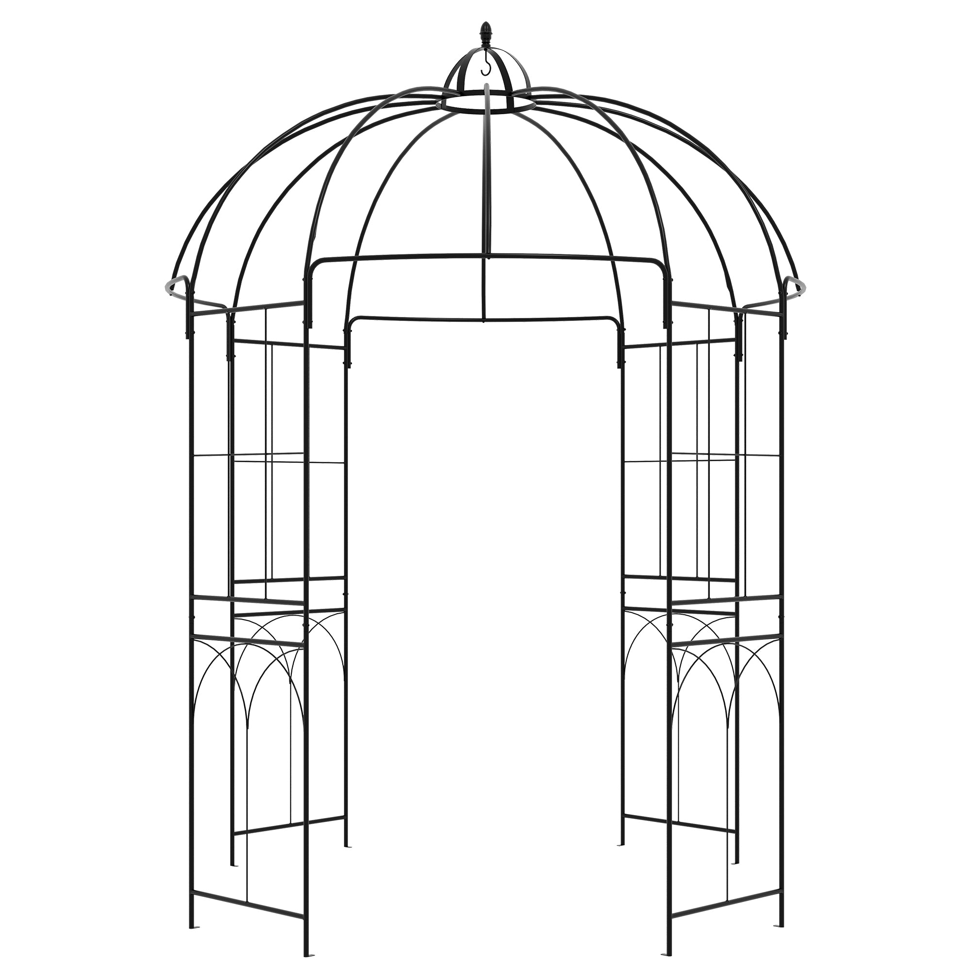 Birdcage Garden Arbour - Black Metal French Style Trellis-DECOROLALA
