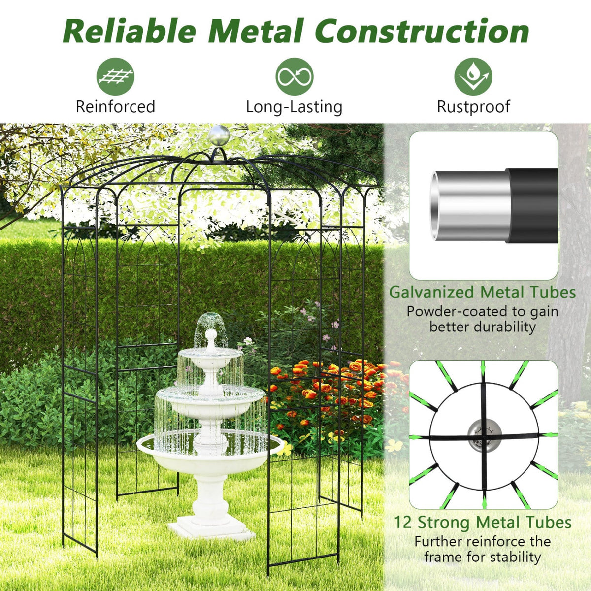 Birdcage Shape Gazebo for Climbing Plants and Wedding Ceremony Decoration-Garden Arbors-DECOROLALA