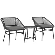 Bistro Set 3-Piece Wicker Patio Furniture Black-DECOROLALA