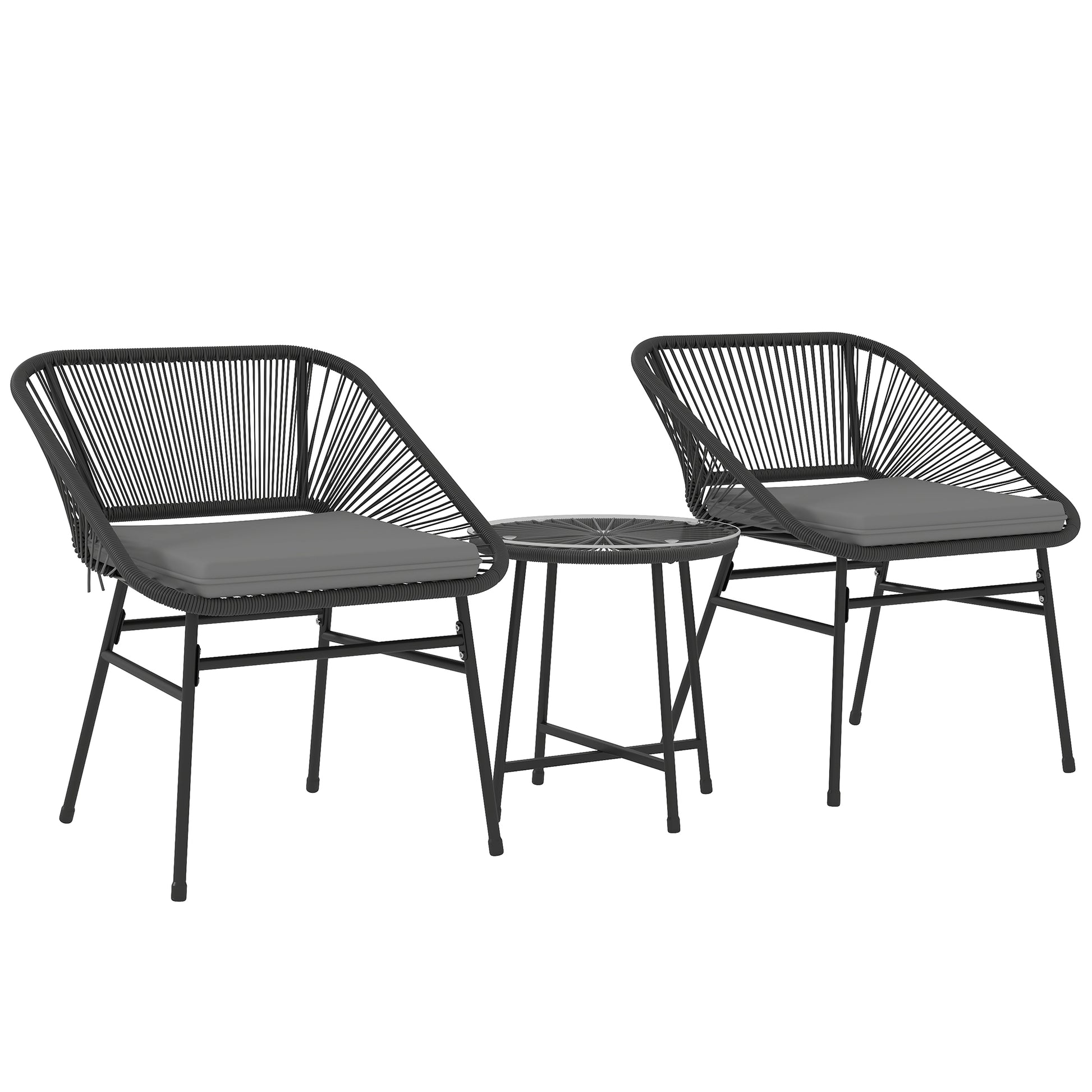 Bistro Set 3-Piece Wicker Patio Furniture Black-DECOROLALA