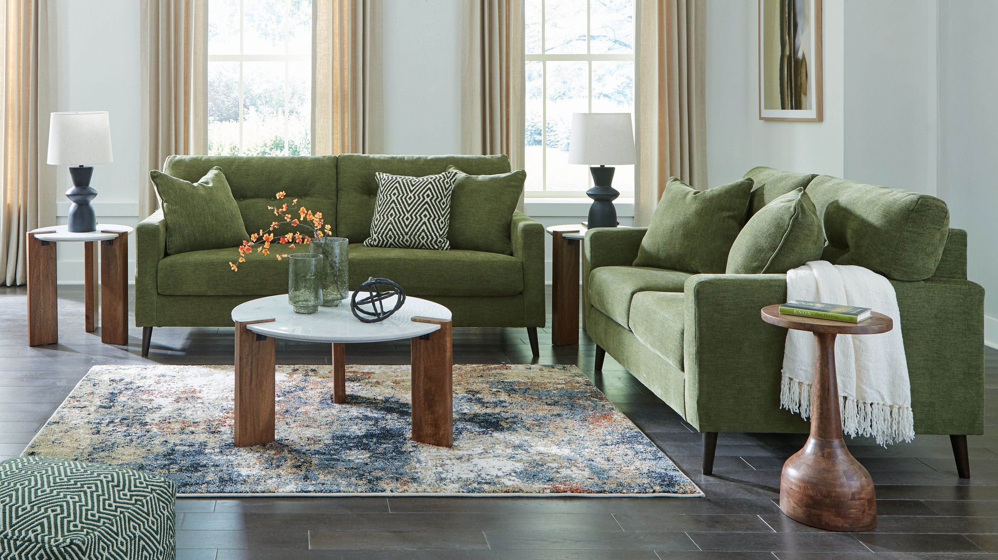 Bixler Living Room Set - Navy Sofa Loveseat-Stationary Sofas & Loveseats-DECOROLALA