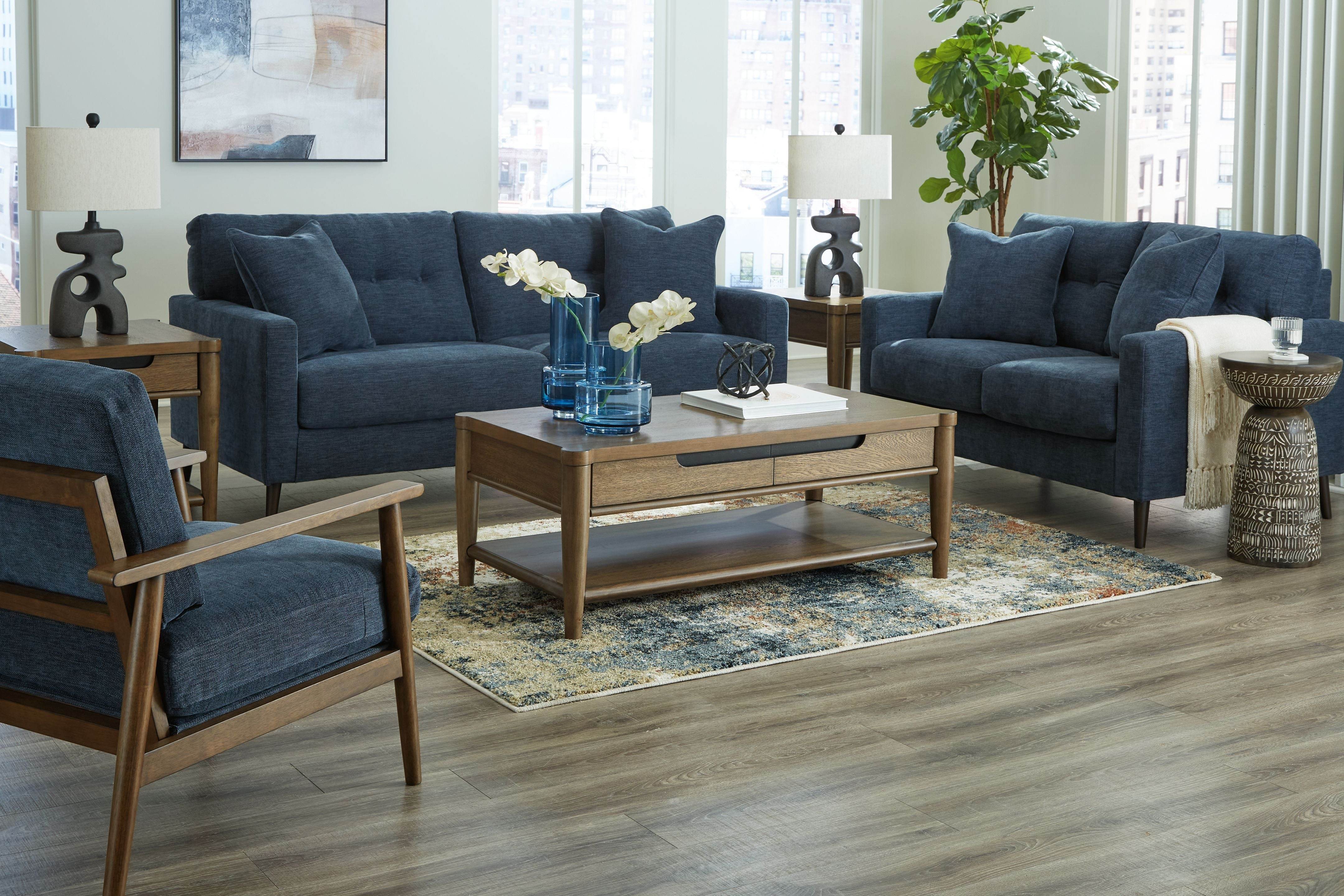 Bixler Living Room Set - Navy Sofa Loveseat-Stationary Sofas & Loveseats-DECOROLALA