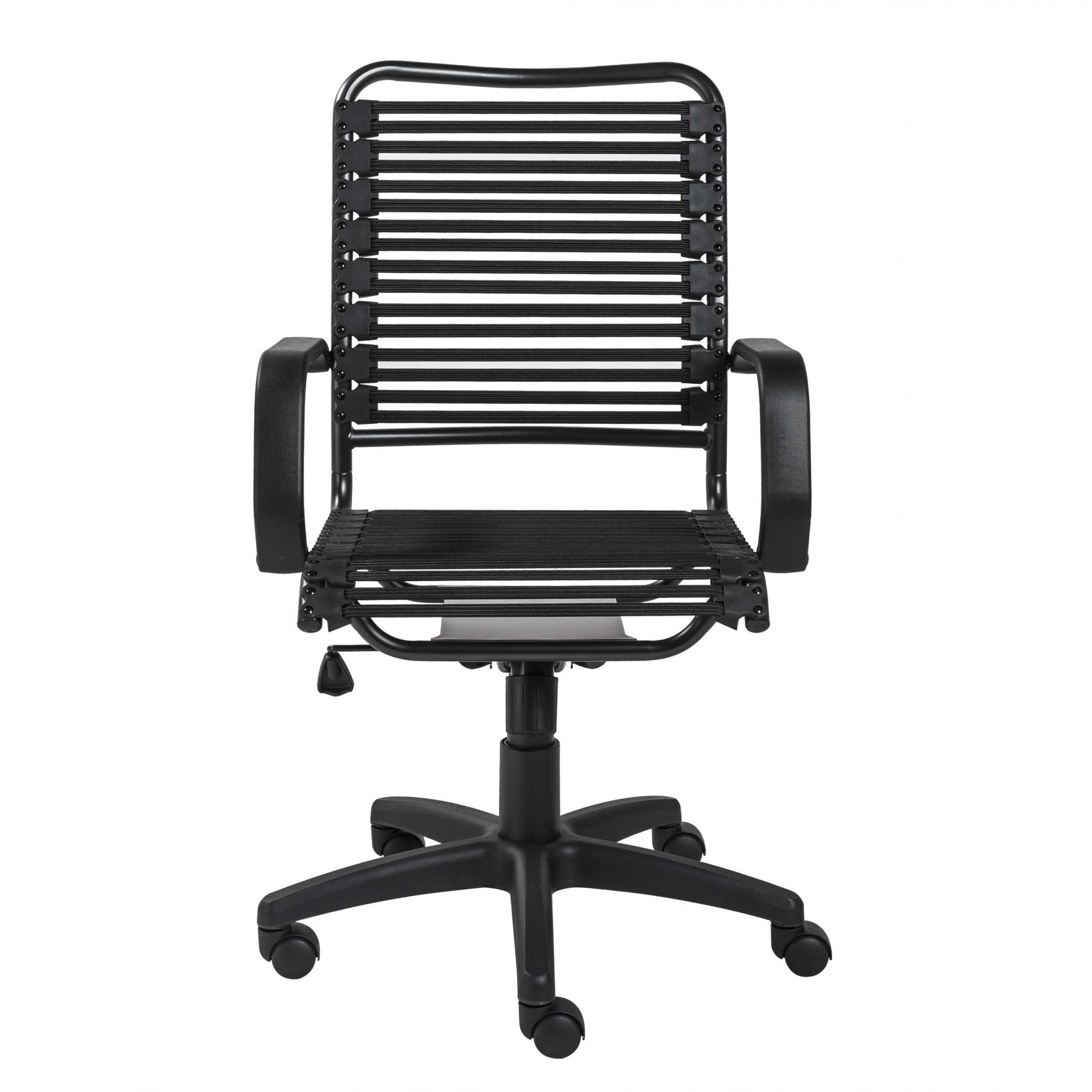Black Adjustable Swivel Bungee Rolling Office Chair-Office Chairs-DECOROLALA