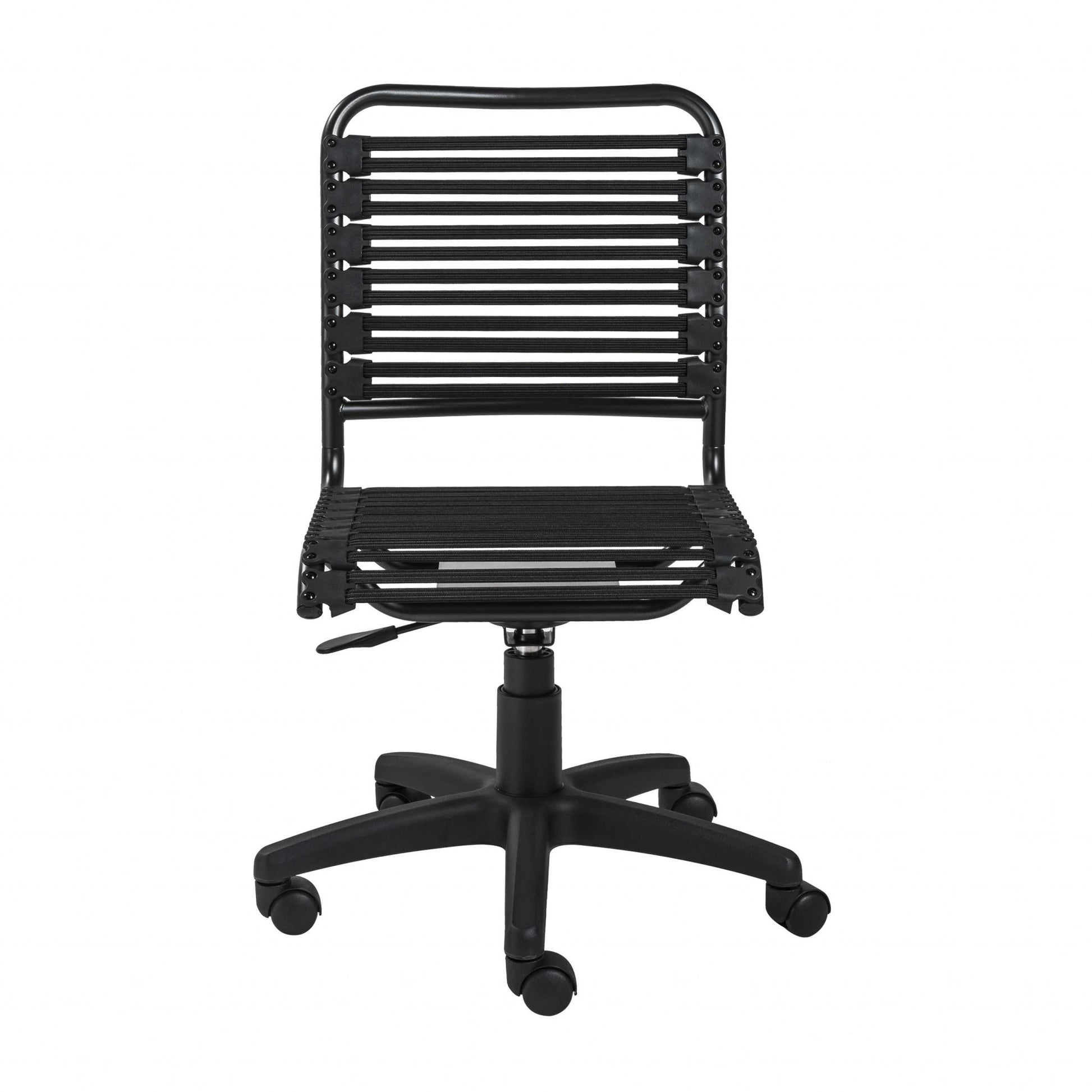 Black Adjustable Swivel Bungee Rolling Office Chair-Office Chairs-DECOROLALA