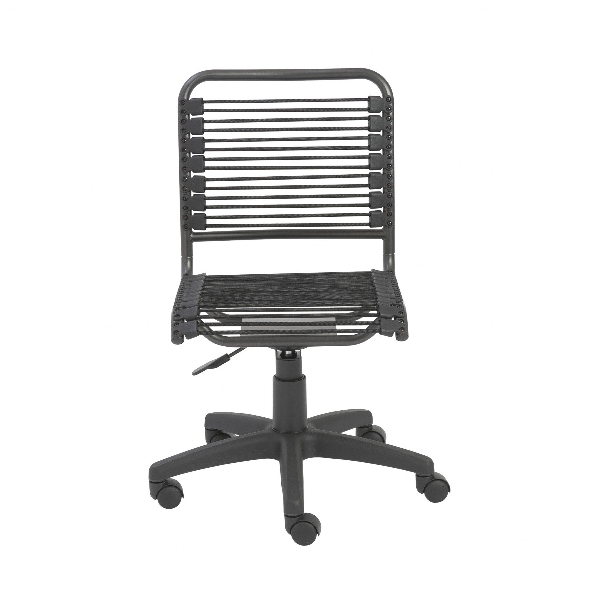 Black Adjustable Swivel Bungee Rolling Office Chair-Office Chairs-DECOROLALA