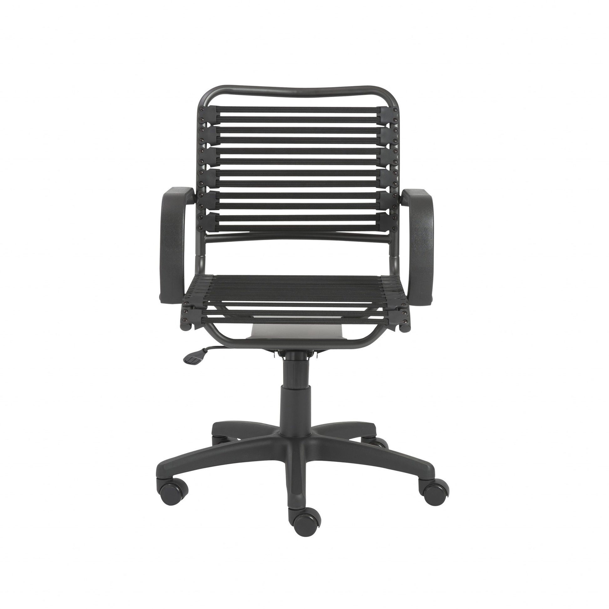 Black Adjustable Swivel Bungee Rolling Office Chair-Office Chairs-DECOROLALA