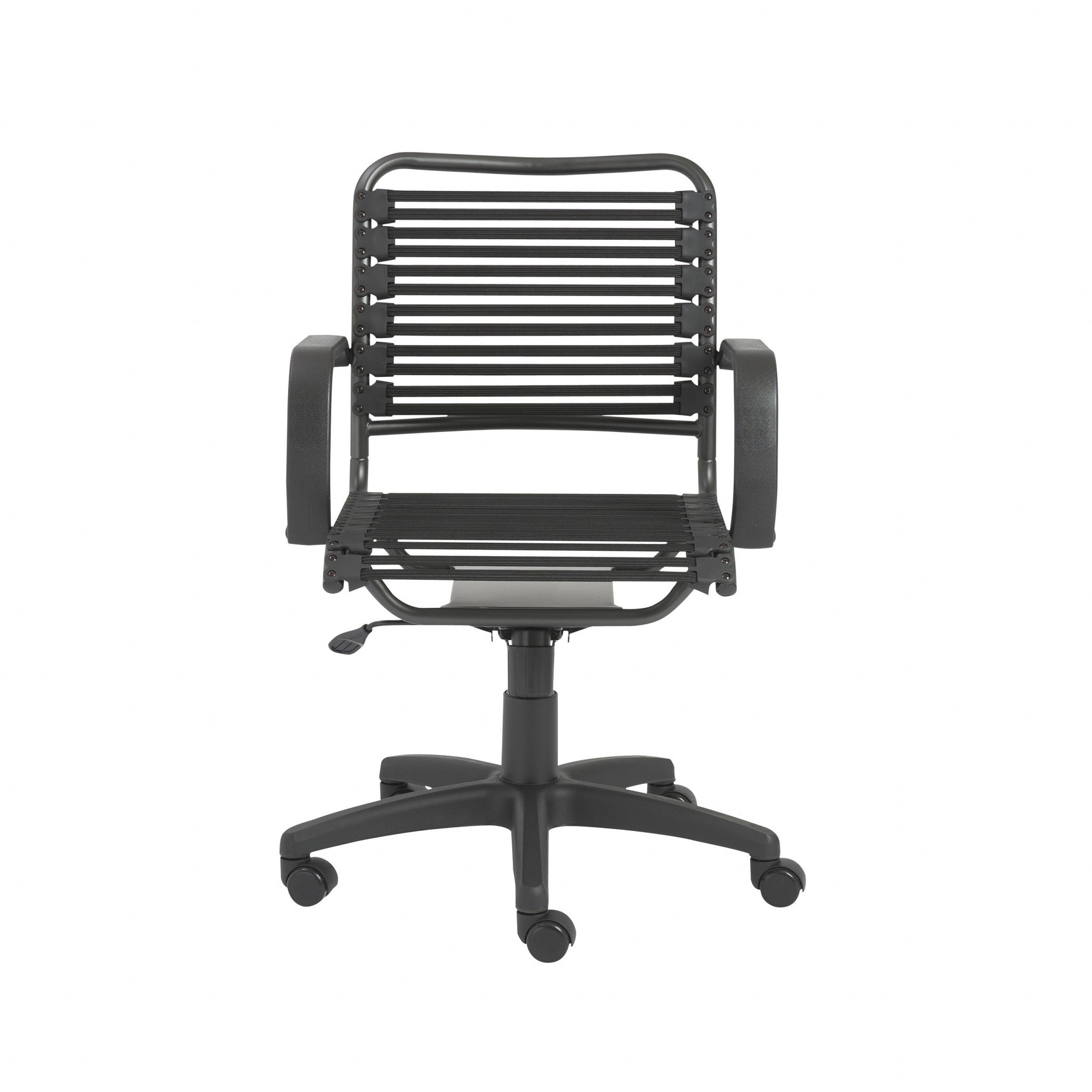 Black Adjustable Swivel Bungee Rolling Office Chair-Office Chairs-DECOROLALA
