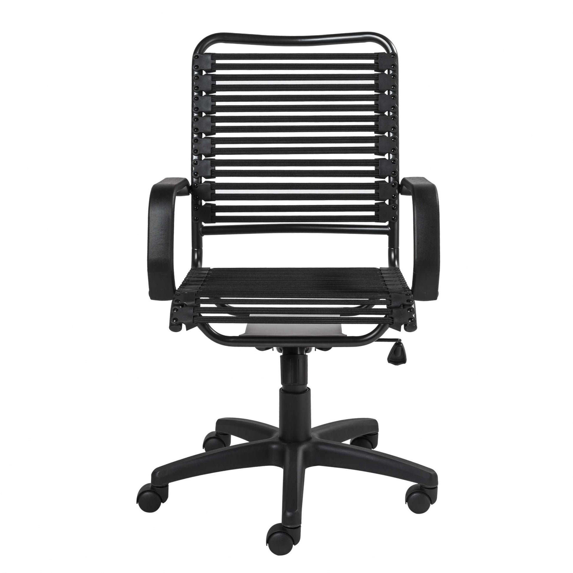 Black Adjustable Swivel Bungee Rolling Office Chair-Office Chairs-DECOROLALA