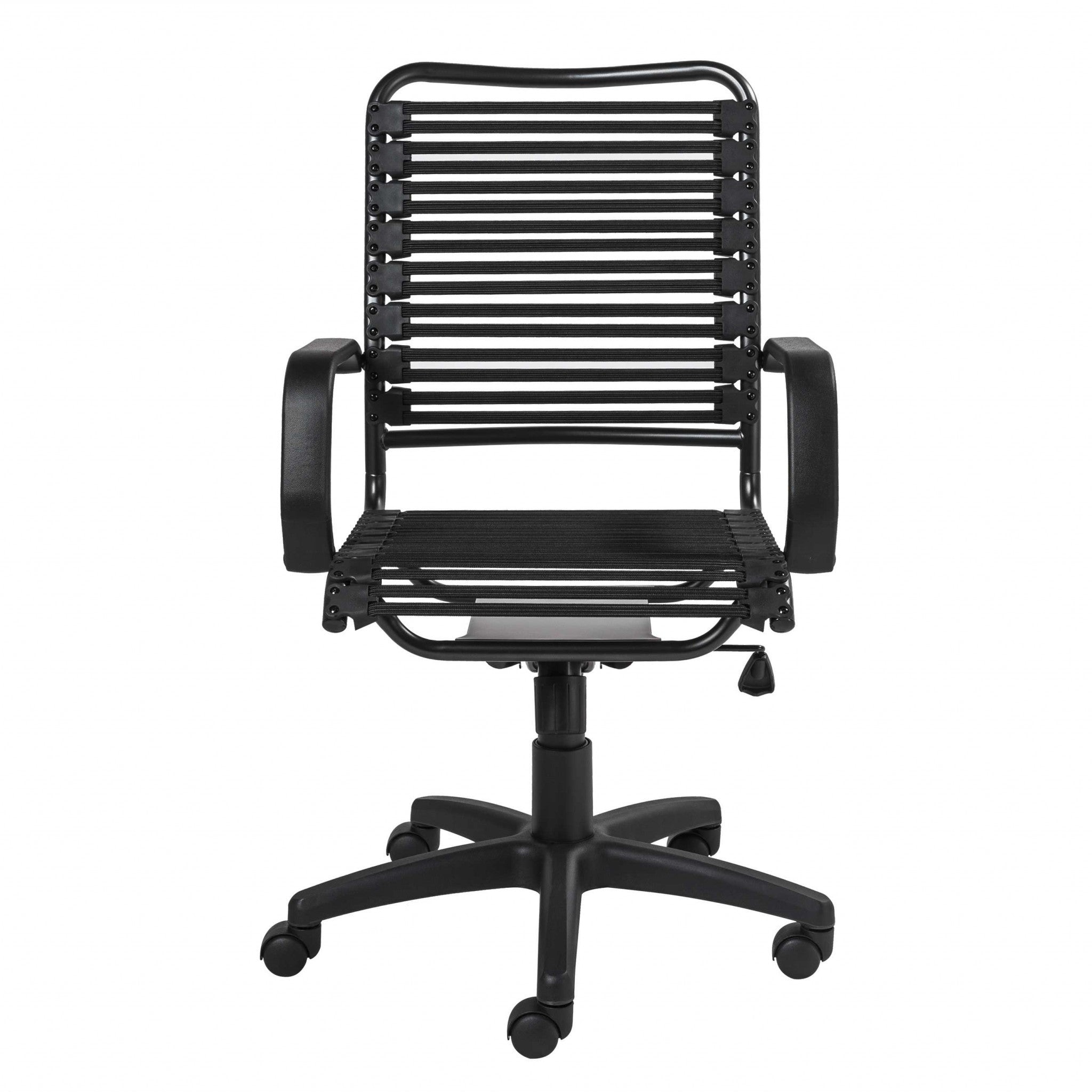 Black Adjustable Swivel Bungee Rolling Office Chair-Office Chairs-DECOROLALA