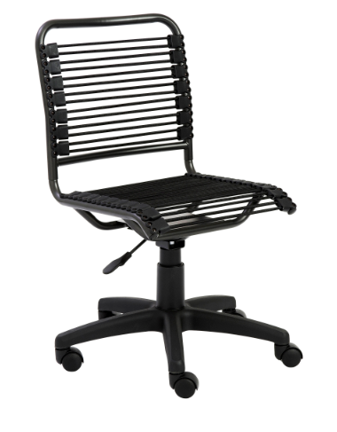 Black Adjustable Swivel Bungee Rolling Office Chair-Office Chairs-DECOROLALA