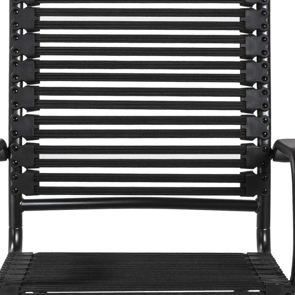 Black Adjustable Swivel Bungee Rolling Office Chair-Office Chairs-DECOROLALA