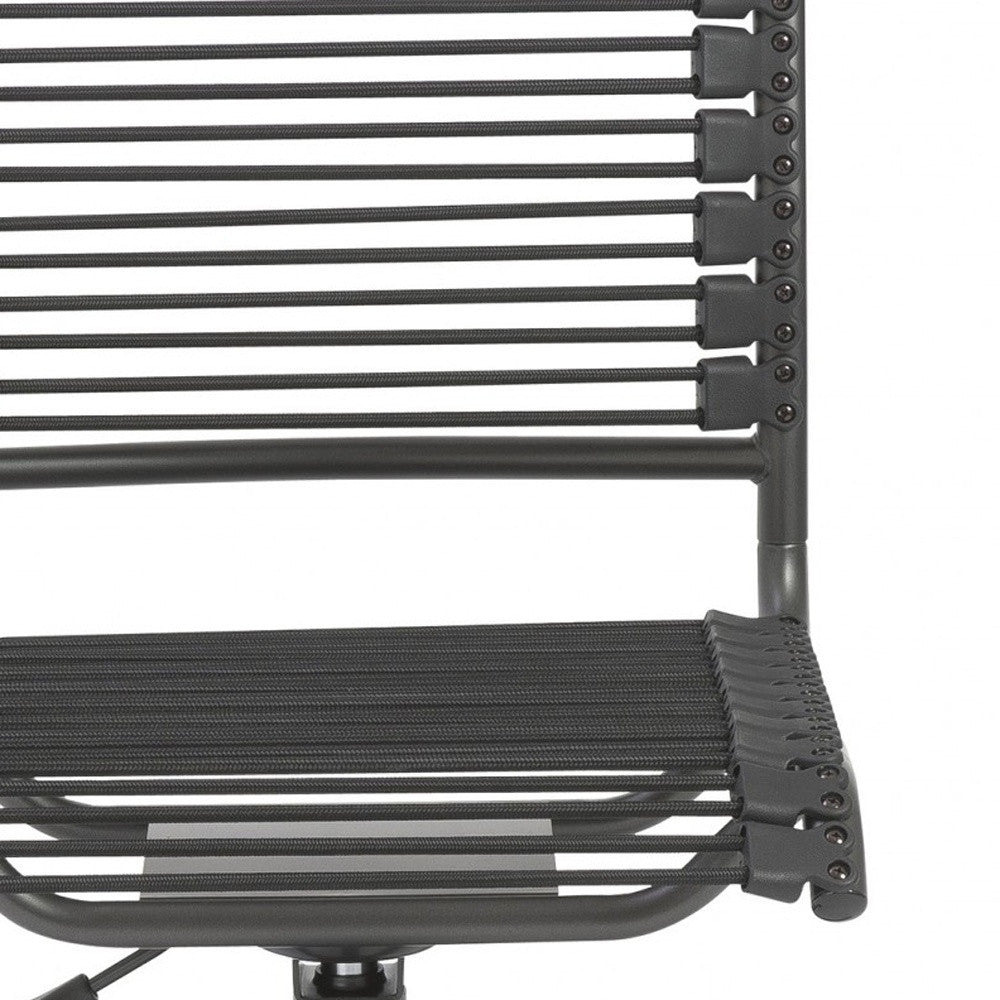 Black Adjustable Swivel Bungee Rolling Office Chair-Office Chairs-DECOROLALA