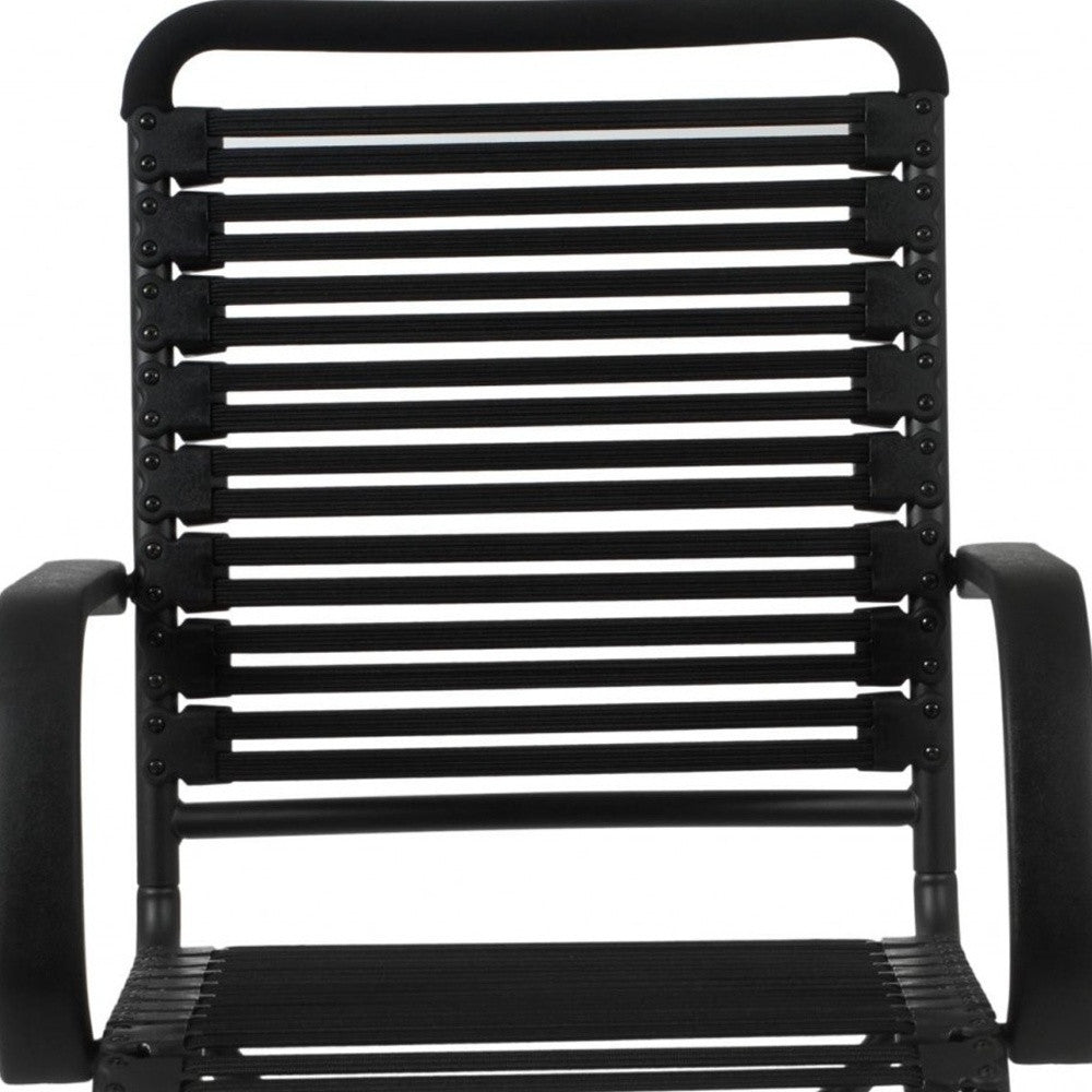 Black Adjustable Swivel Bungee Rolling Office Chair-Office Chairs-DECOROLALA