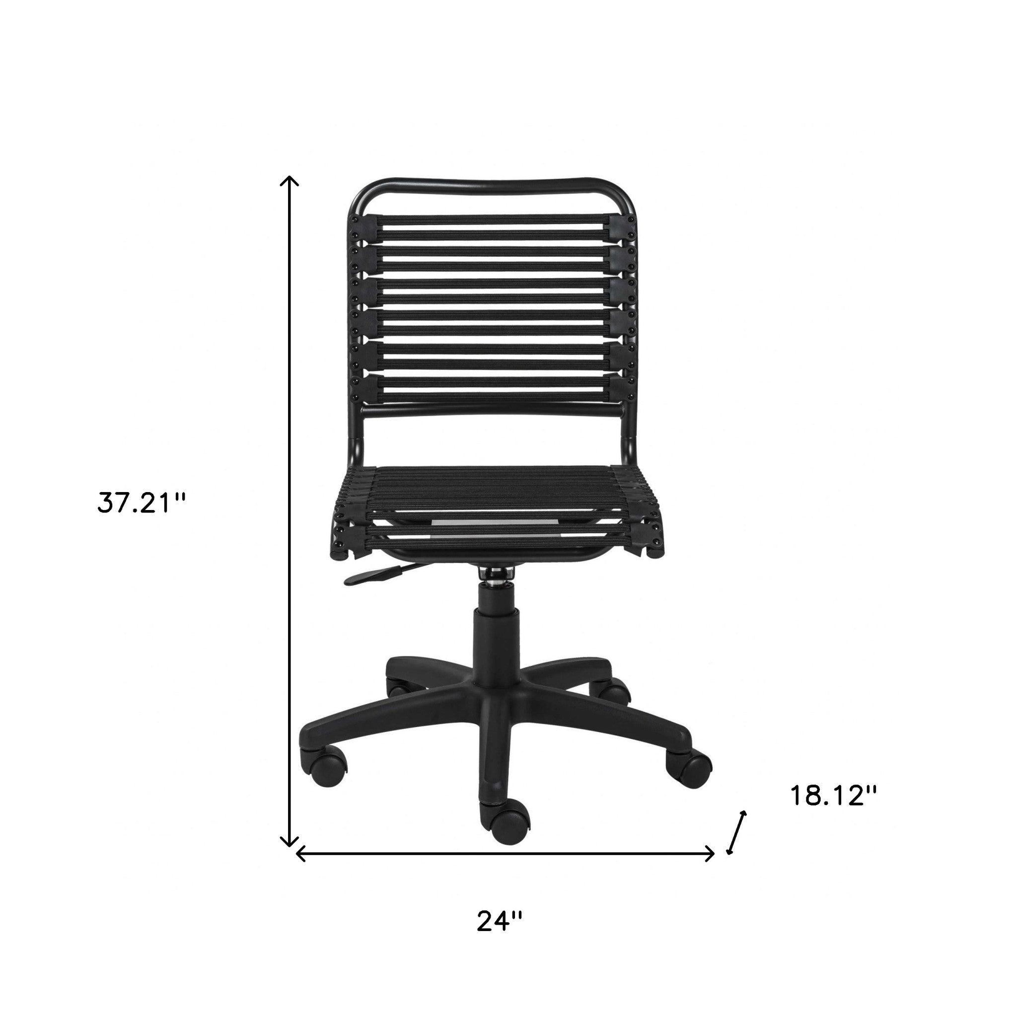 Black Adjustable Swivel Bungee Rolling Office Chair-Office Chairs-DECOROLALA