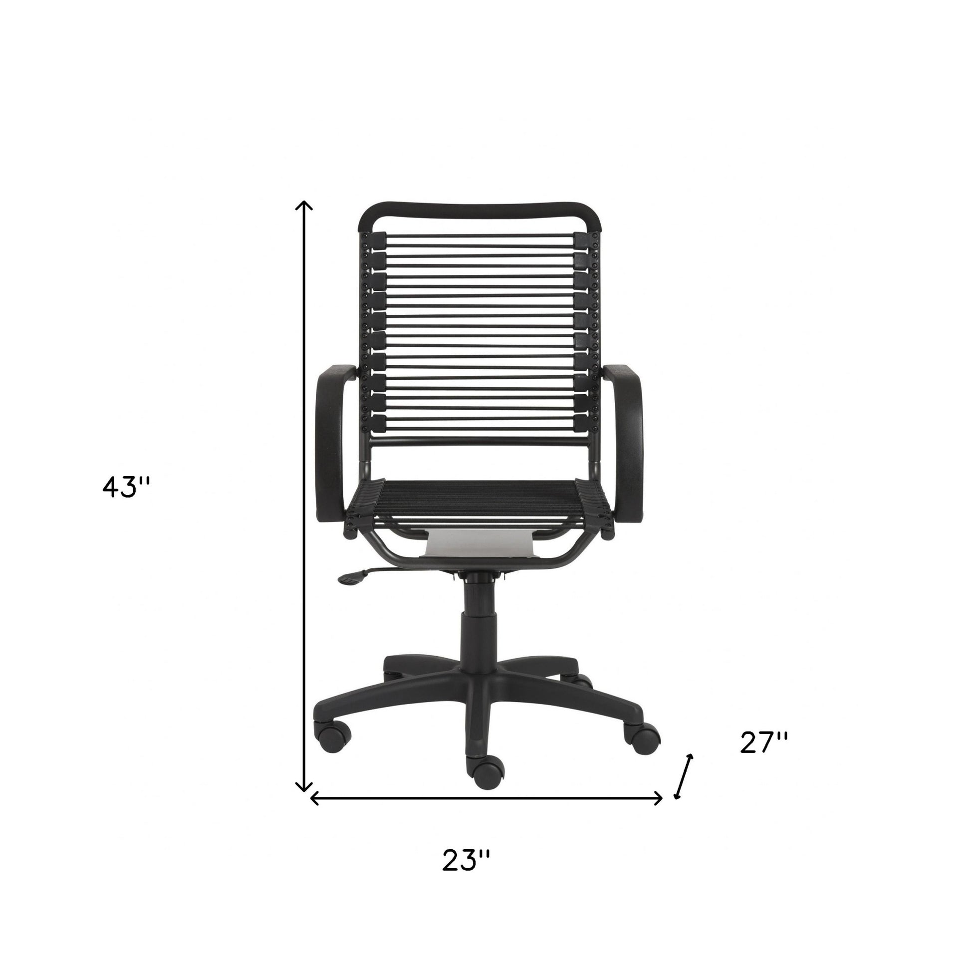 Black Adjustable Swivel Bungee Rolling Office Chair-Office Chairs-DECOROLALA